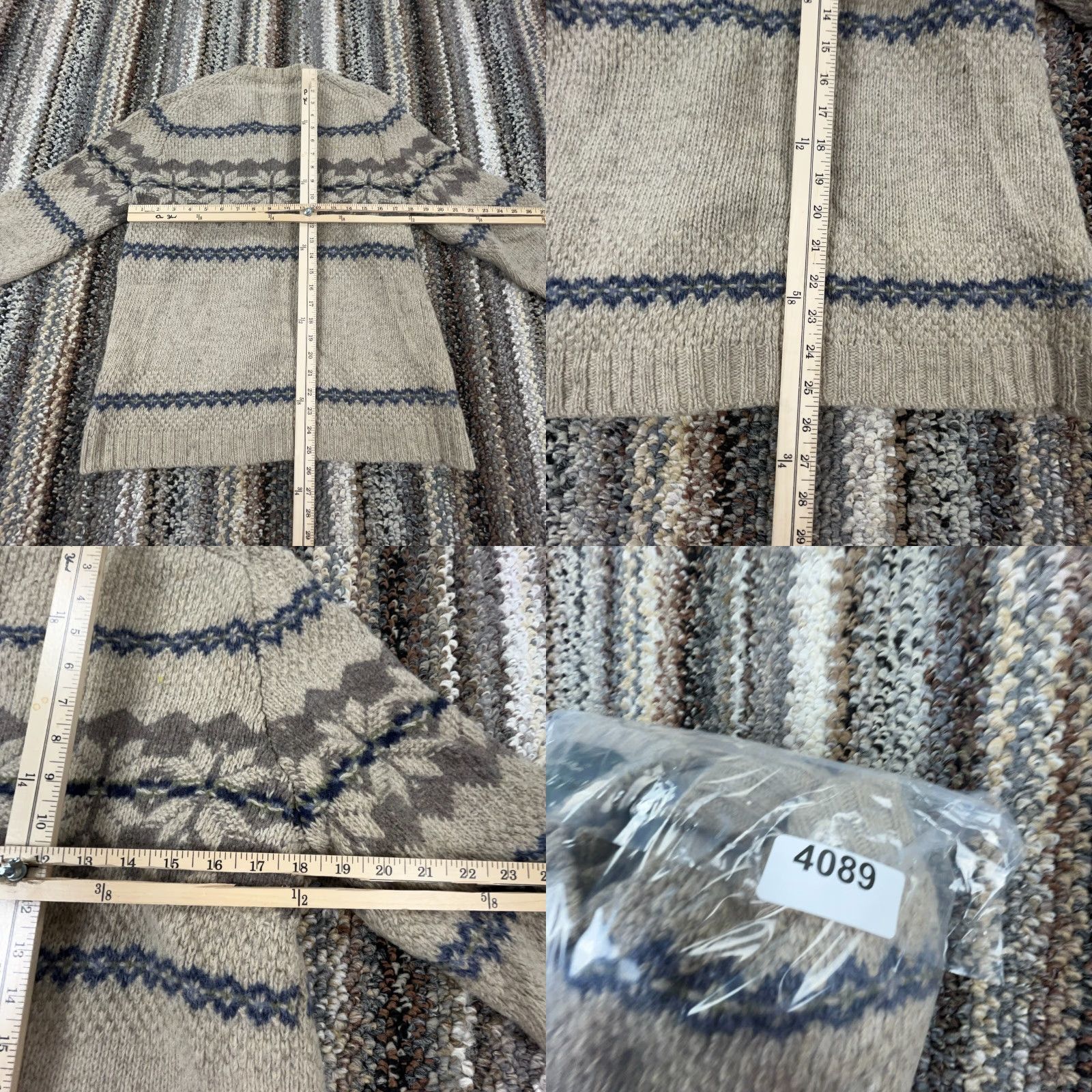Eddie Bauer VINTAGE Eddie Bauer Sweater Women M Tan Blue Wool Knit Nordic Grandpa Y2K Size M / US 6-8 / IT 42-44 - 9 Thumbnail