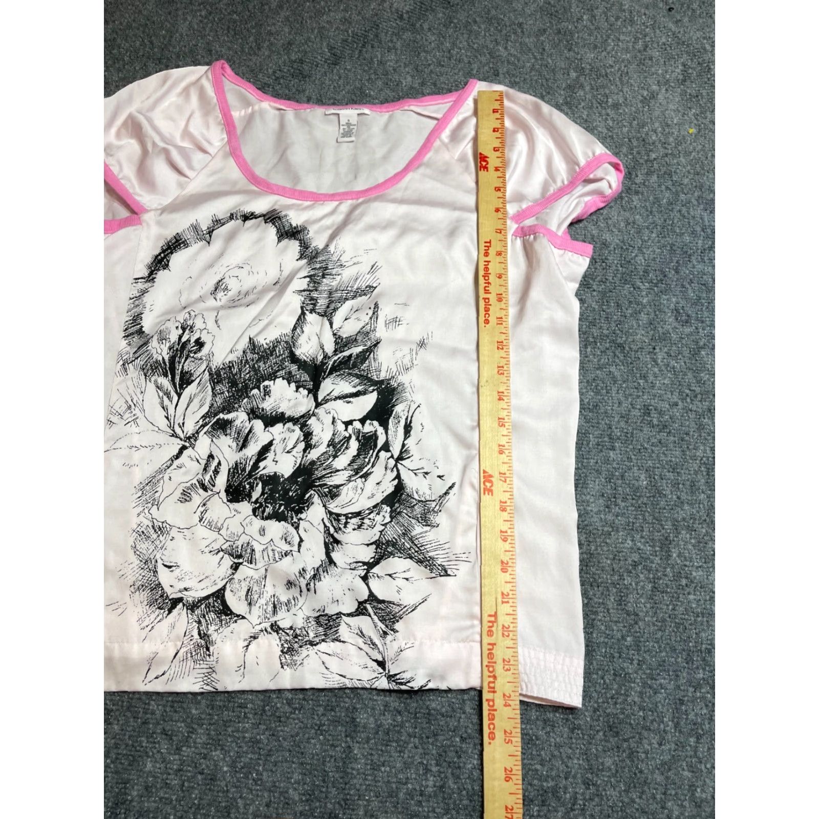 Calvin Klein Calvin Klein Top Womens Small S Pink Short Sleeve Floral Blouse Womens S Pink Floral Casual Everyday Blouse Size S / US 4 / IT 40 - 2 Thumbnail