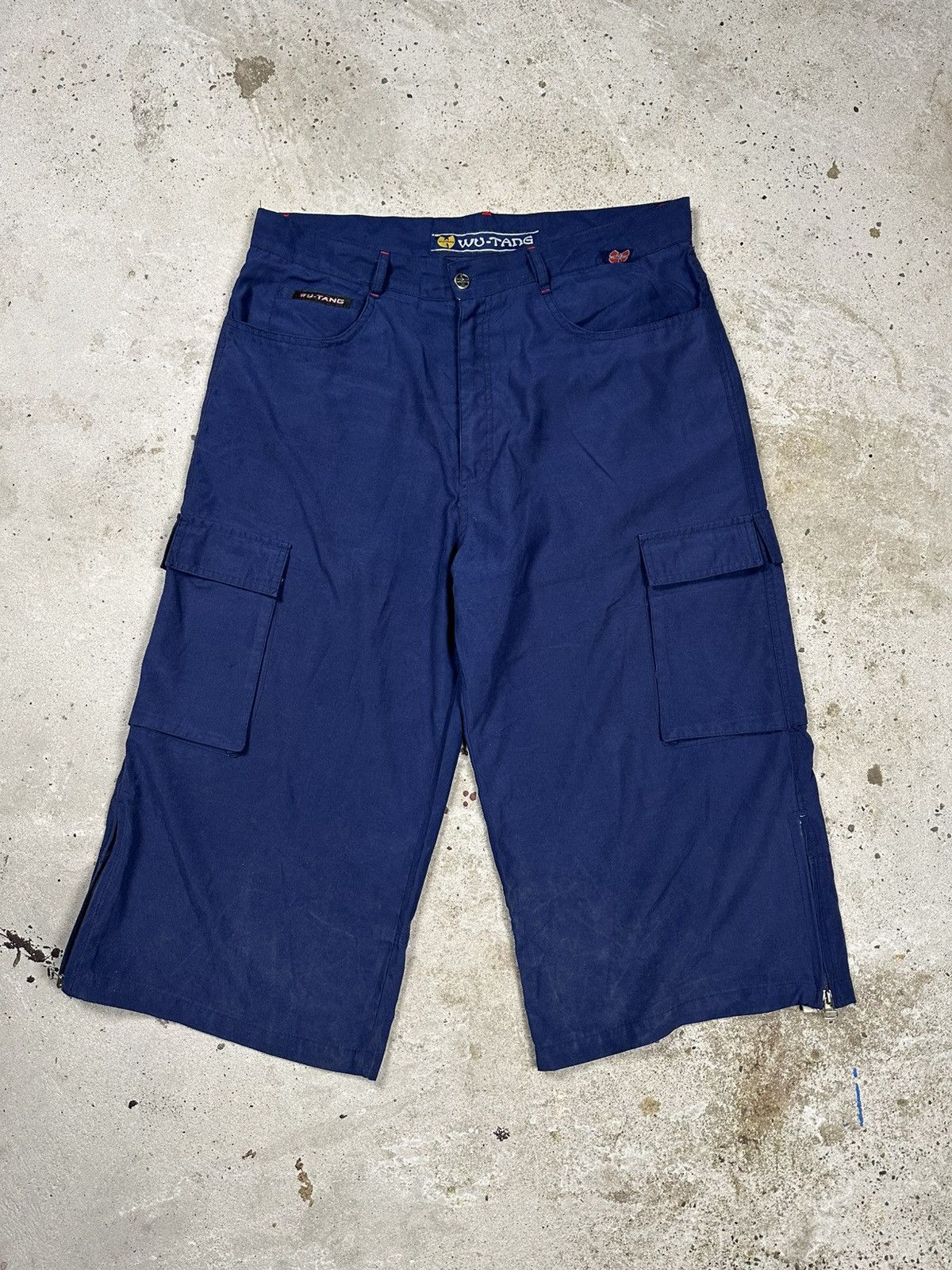 Vintage × Wu-Tang Clan Vintage 90s Wu Tang Baggy Cargo Jorts Shorts Navy Size US 38 / EU 54 - 2 Thumbnail