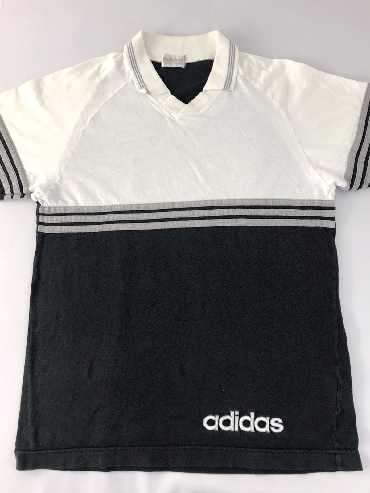 Adidas 90s Adidas Sportswear V Neck Striped Ringer Printed Tee Size US M / EU 48-50 / 2 - 3 Thumbnail