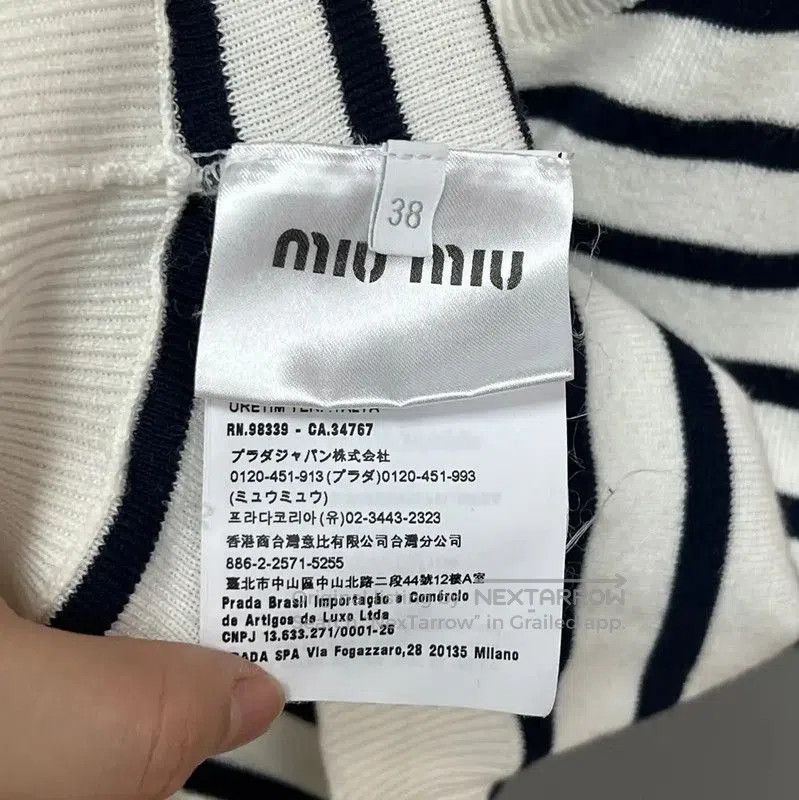 Miu Miu Miu Miu White Cotton Striped Crop Top . Size M / US 6-8 / IT 42-44 - 4 Thumbnail