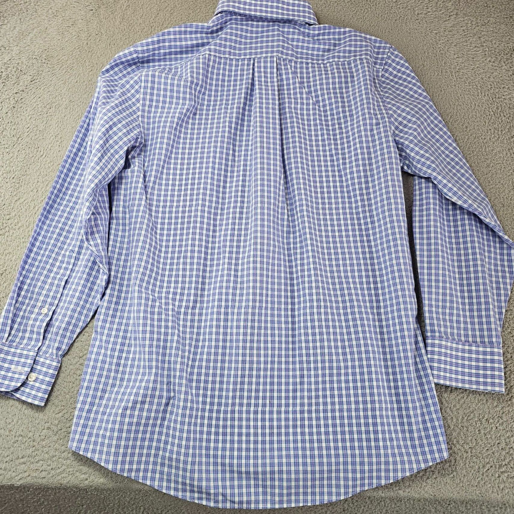Stafford Stafford Dress Shirt Mens 15.5 32/33 Blue Check Travel Performance Super Shirt Size 42R - 7 Thumbnail