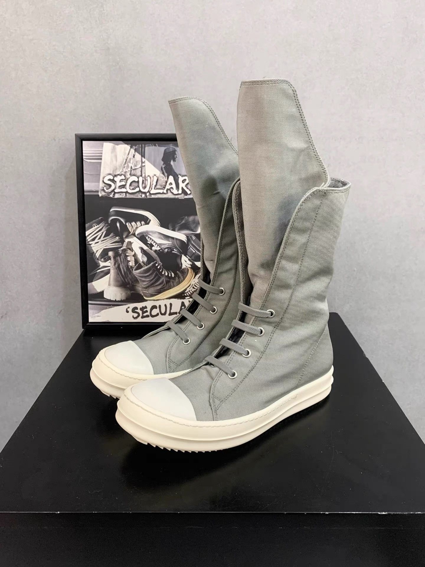 Rick Owens Rick Owens 16FW Olive Green Extended Tongue High Tops K34 Size US 6 / IT 36 - 3 Thumbnail