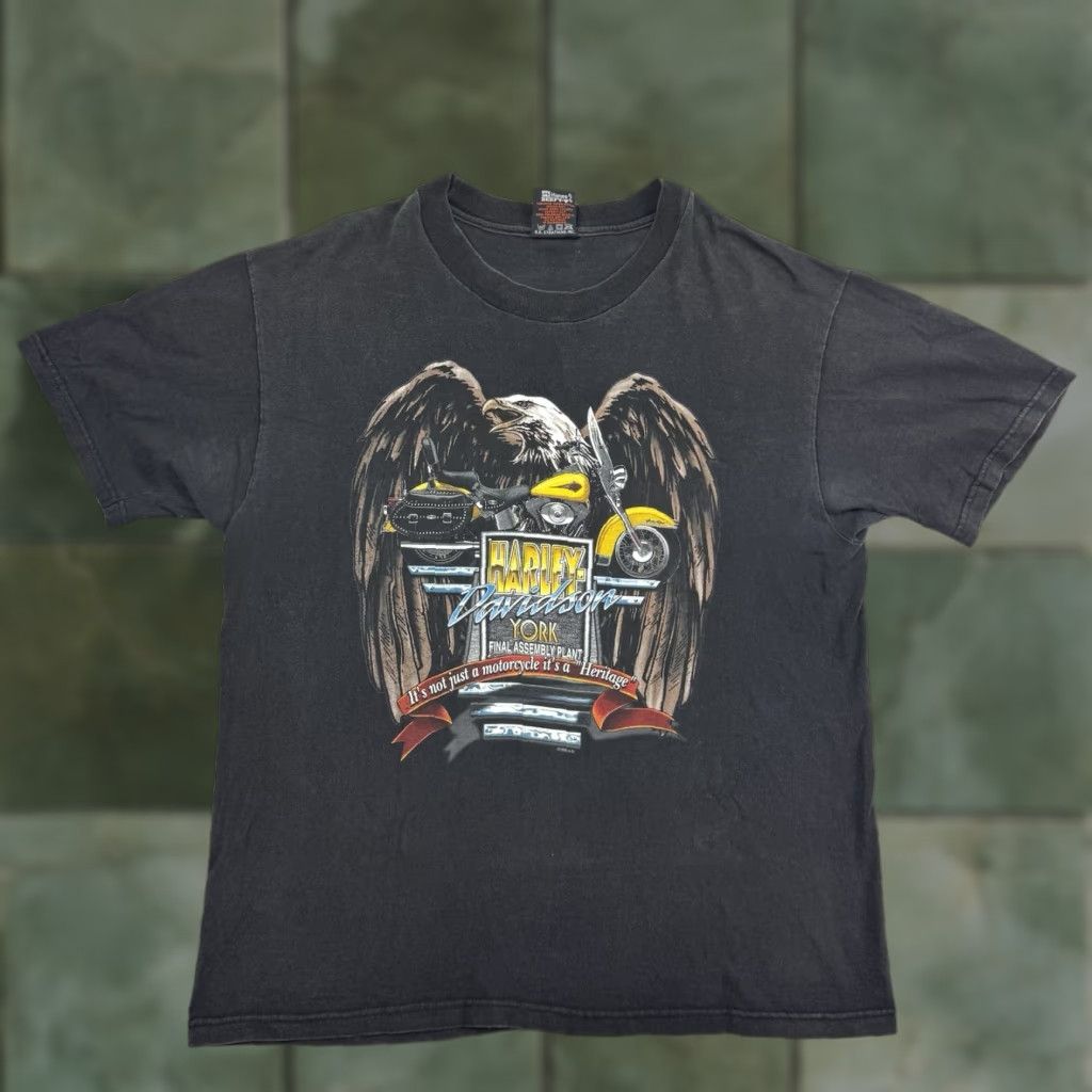 Harley Davidson VINTAGE Harley-Davidson T Shirt Adult L Eagle Motorcycle Biker York PA 90s Mens Size US L / EU 52-54 / 3 - 1 Thumbnail