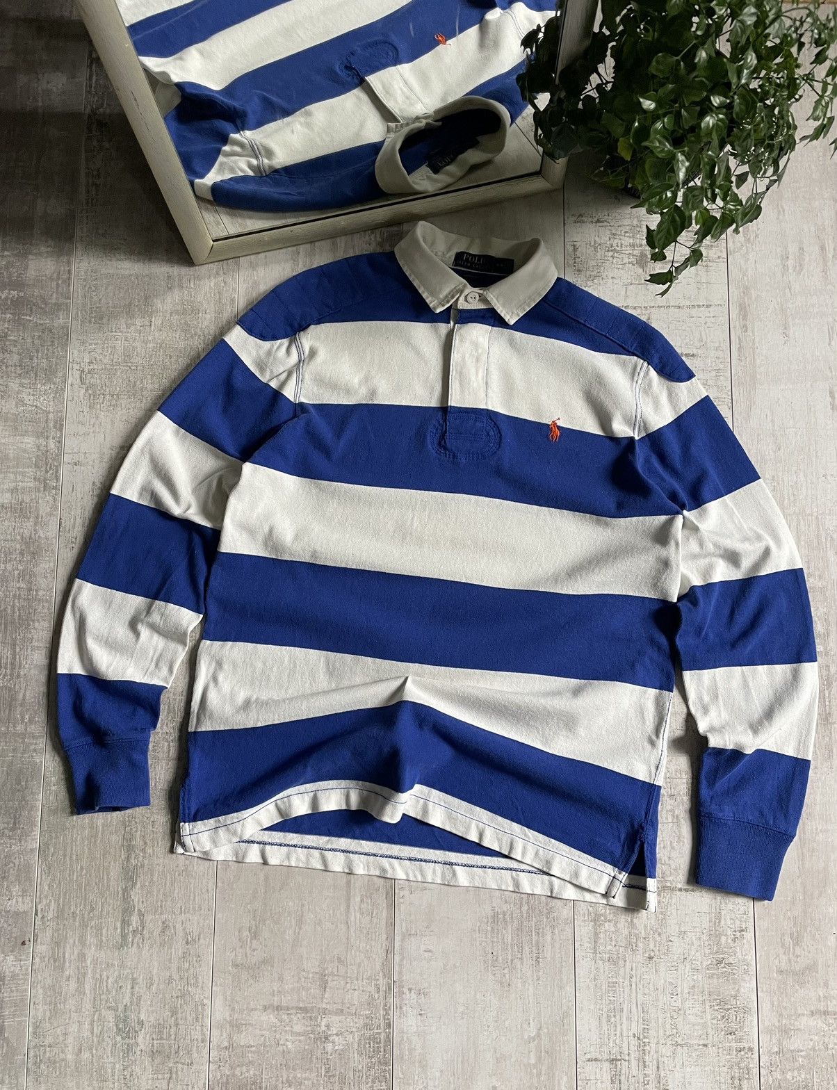 Polo Ralph Lauren × Vintage Vintage Polo Ralph Lauren Striped Rugby Long Sleeve RARE Size US M / EU 48-50 / 2 - 2 Thumbnail