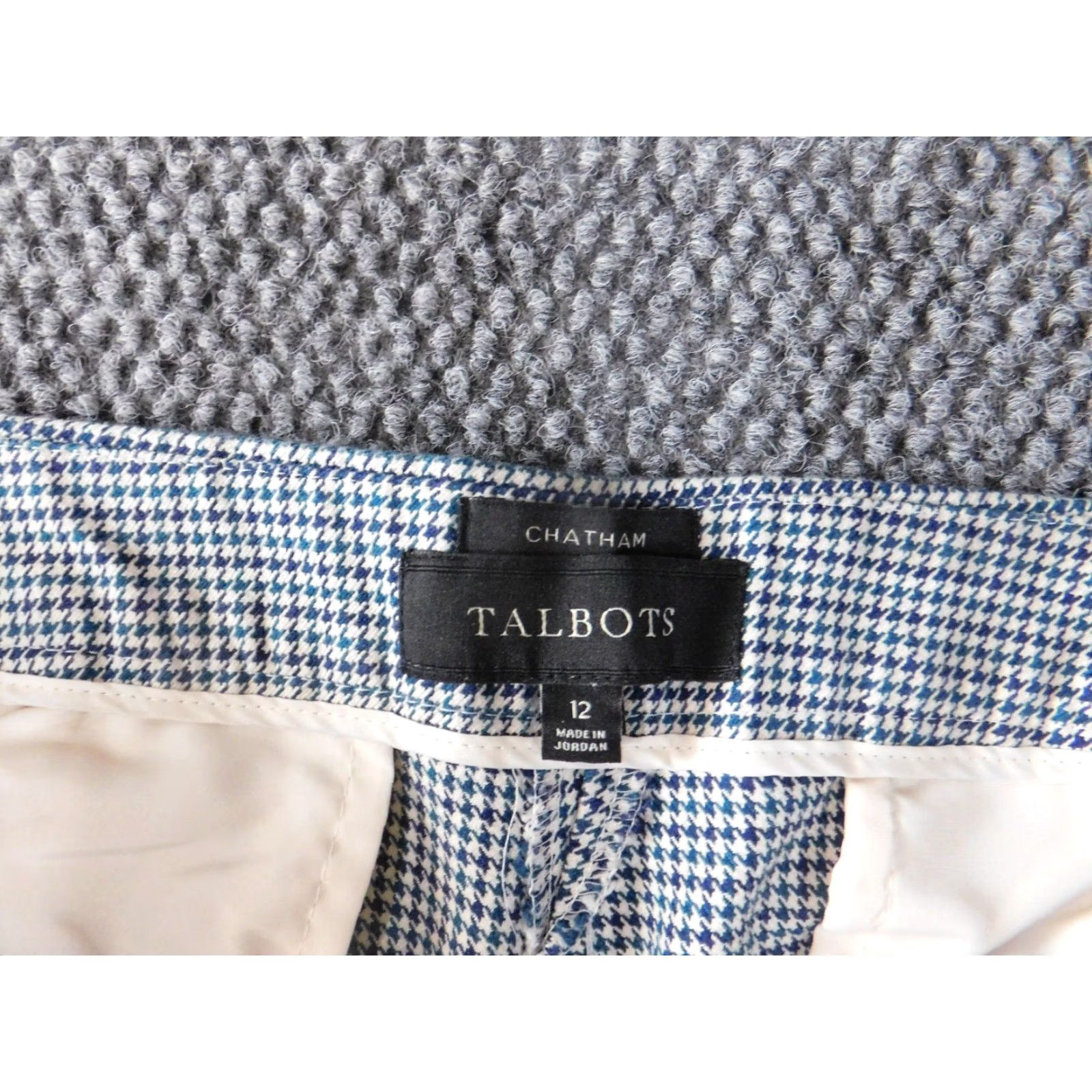 Talbots Talbots Pants Women 12 Blue Plaid Chino Straight Classic Stretch Casual Knit Size 24" / US 00 / IT 34 - 2 Thumbnail