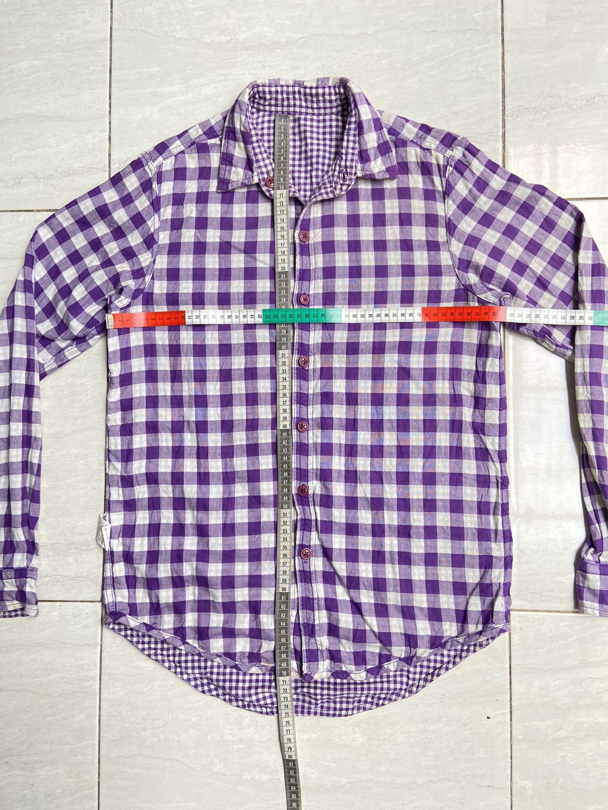 Japanese Brand × Neighborhood × izzue IZZUE Purple Plaid Shirt Size US S / EU 44-46 / 1 - 7 Thumbnail