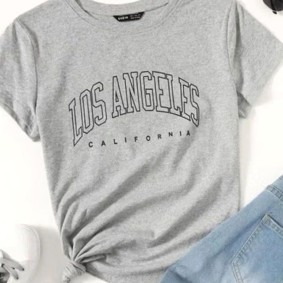 Shein SheIn Gray T-Shirt Los Angeles Shirt Women M Medium Size M / US 6-8 / IT 42-44 - 2 Thumbnail