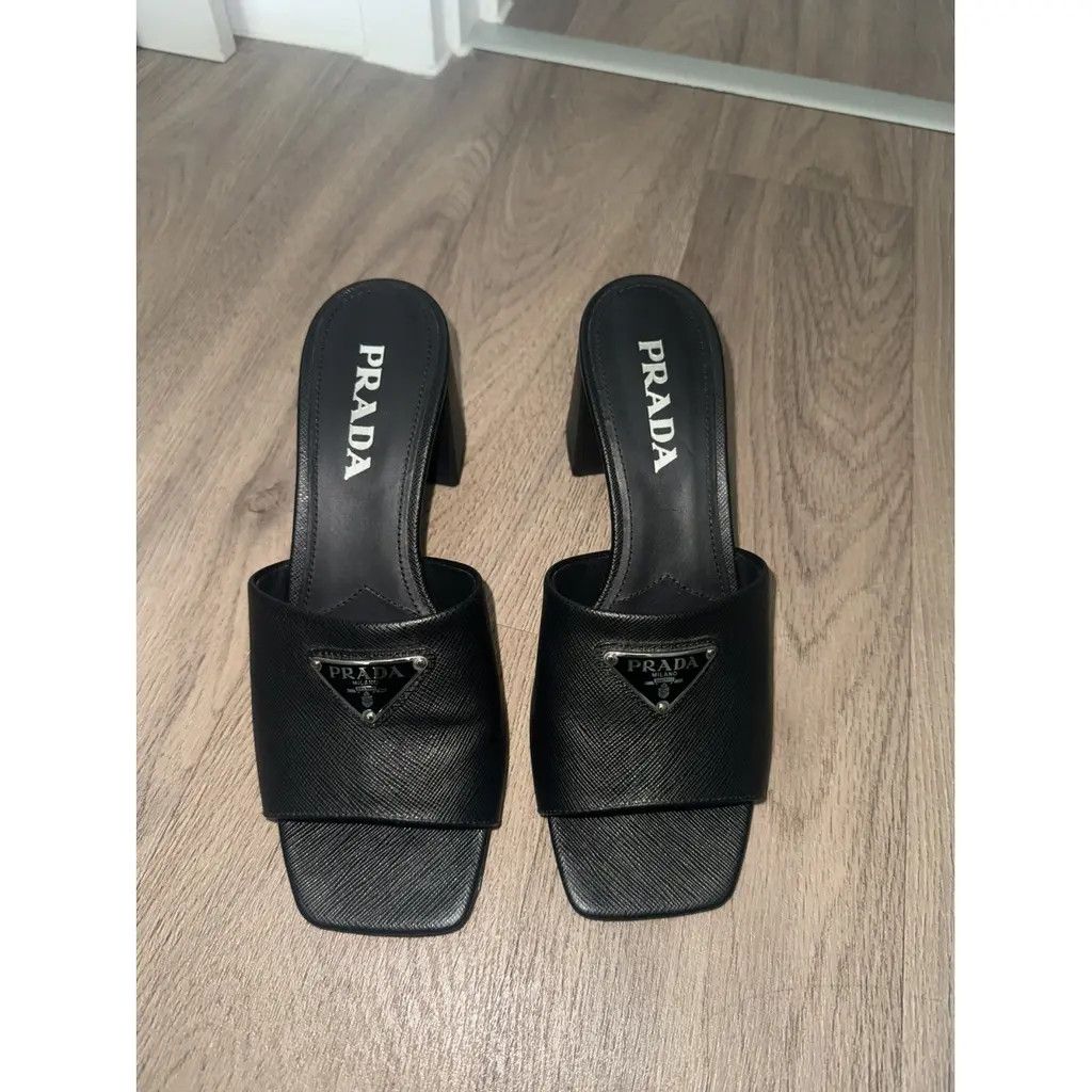 Prada oc11z0625 Saffiano Sandals in Black Size US 11 / IT 41 - 4 Thumbnail