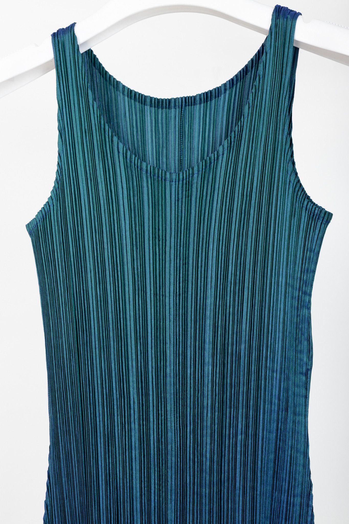 Issey Miyake Issey Miyake Metallic-Blue Ruffle-Hem Sleeveless Maxi Dress Size S / US 4 / IT 40 - 3 Thumbnail