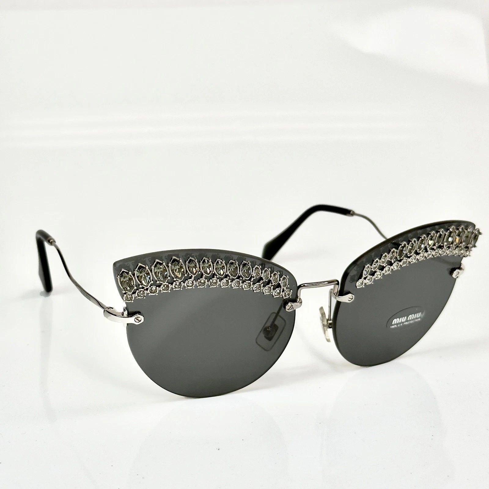 Miu Miu MIU MIU MU58TS 58T SCENIQUE CRYSTAL Jewel Silver Sunglass Size ONE SIZE - 5 Thumbnail