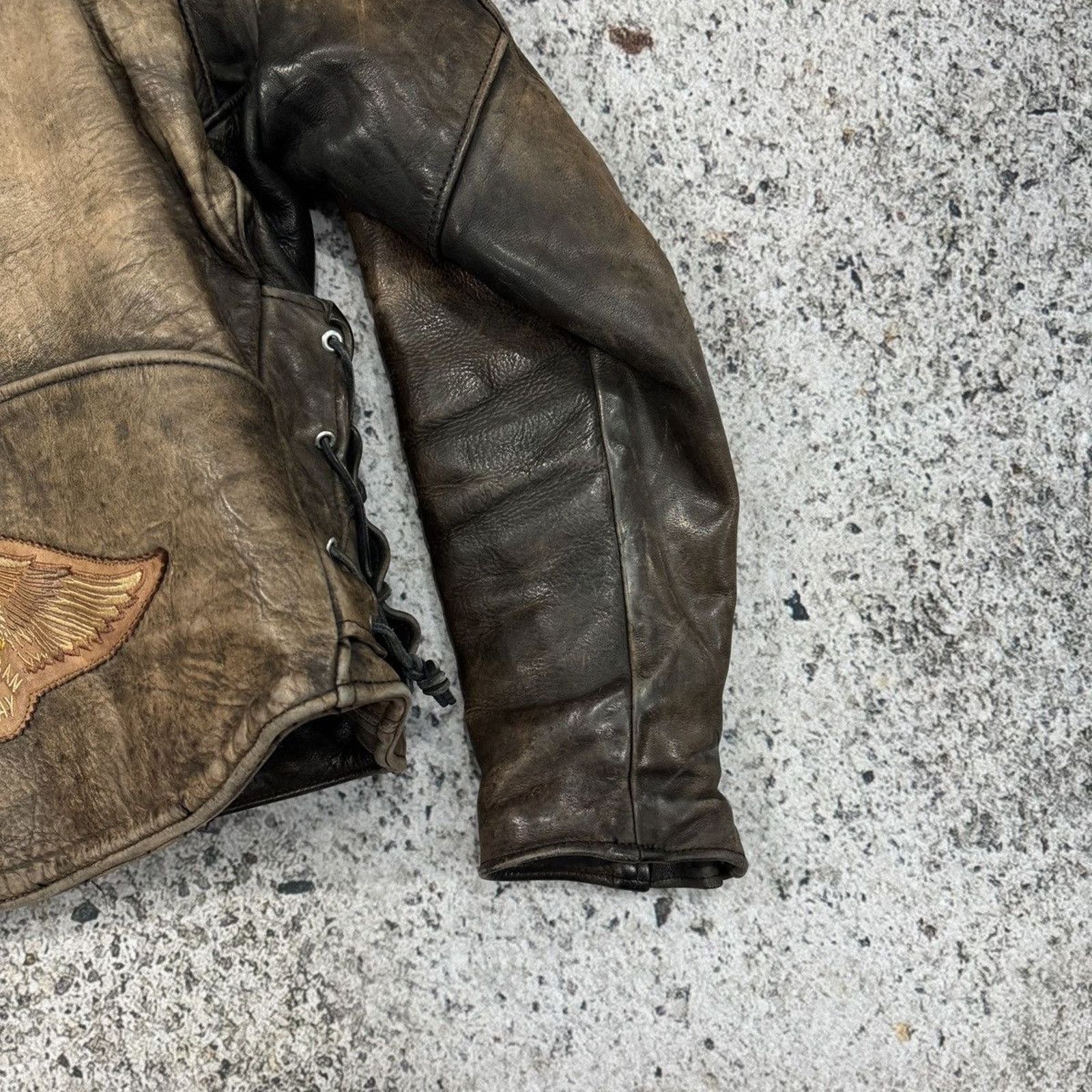 Vintage 90s Aged Faded Leather Motorcycle Jacket ERD Grunge Biker Size US L / EU 52-54 / 3 - 19 Thumbnail