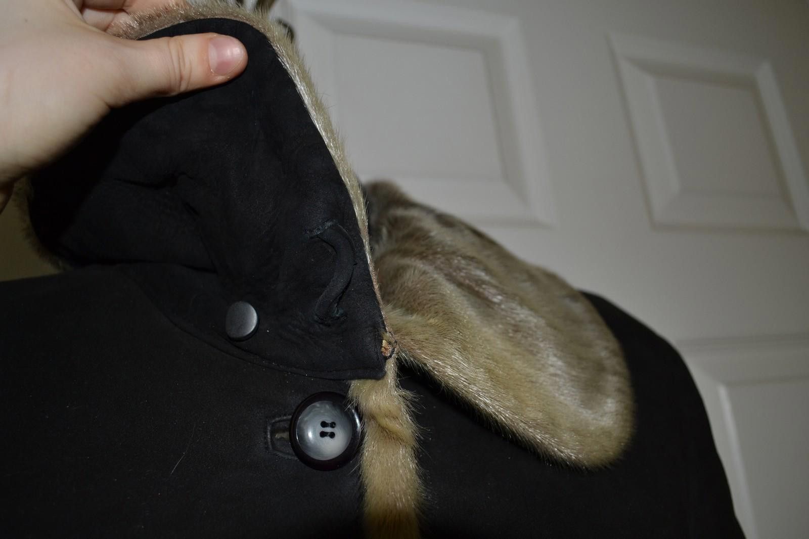 Bryceland's Beyce Genuine Shearling Sheepskin Black Fur Trim Coat Sz M Size M / US 6-8 / IT 42-44 - 7 Thumbnail
