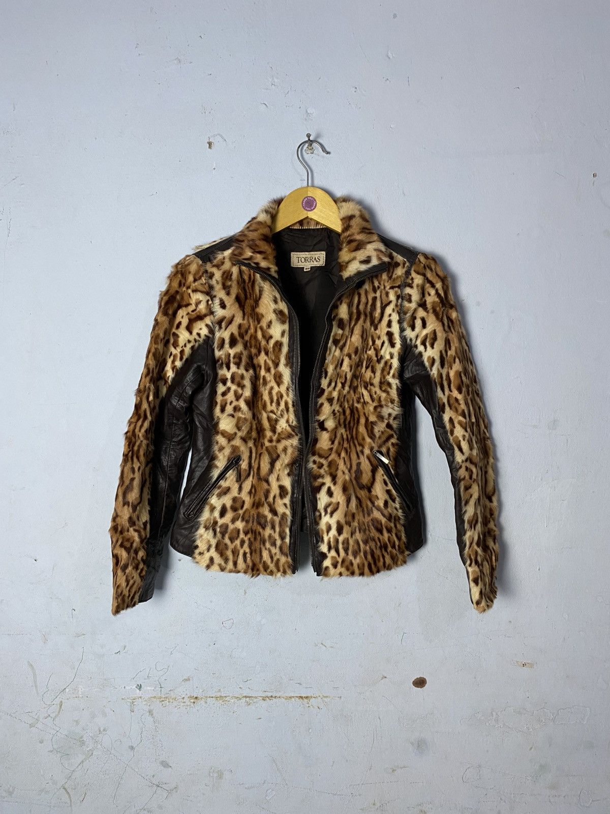 Torras × Vintage Jacket leather torras fur leopard Size S / US 4 / IT 40 - 1 Thumbnail