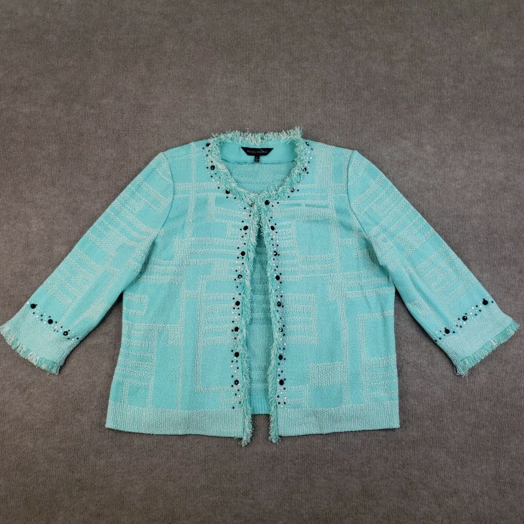 Vintage Womens Blue Sweater Large Extra Large Ming Wang Cardigan Size L / US 10 / IT 46 - 1 Thumbnail