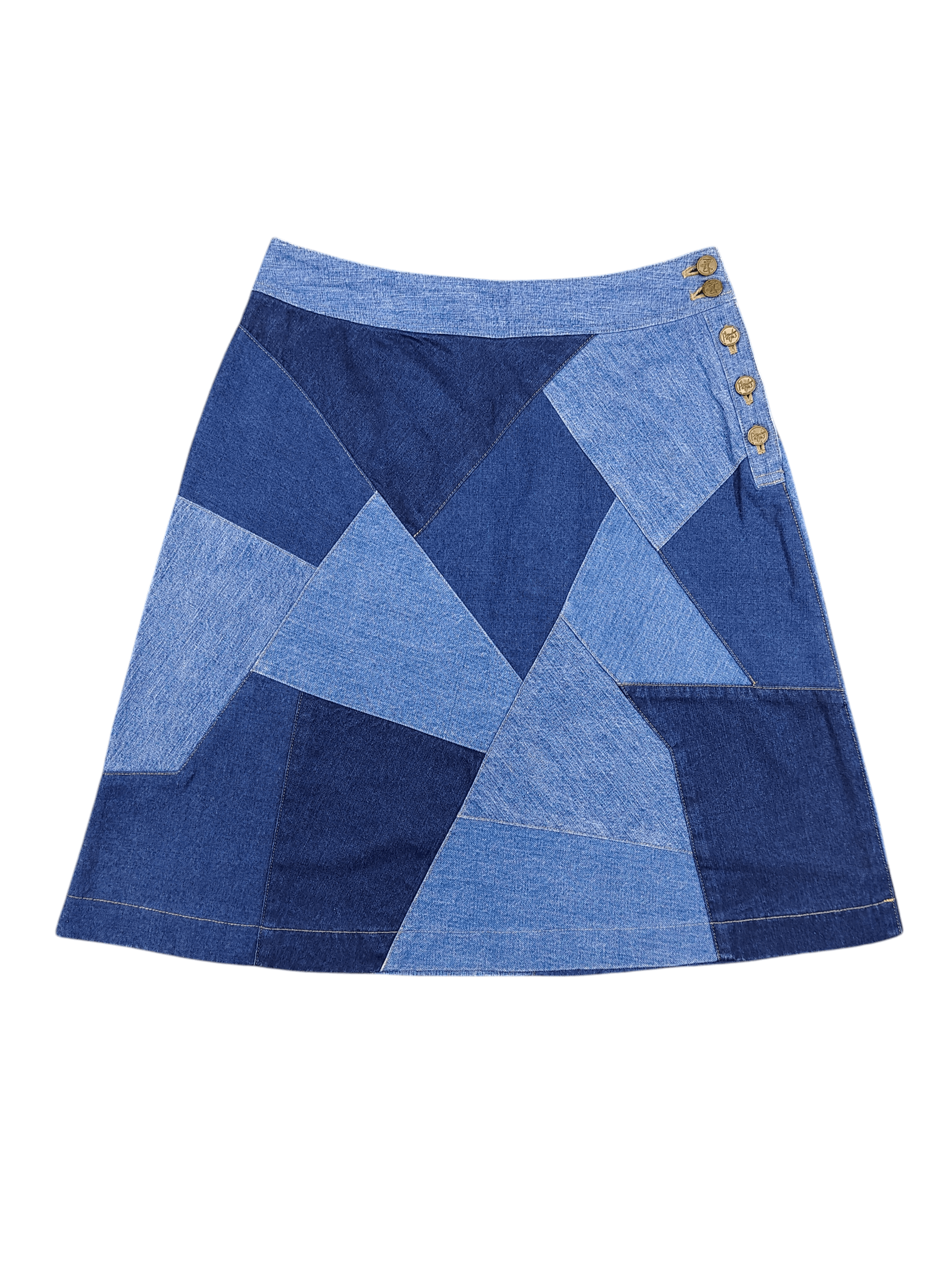Mademoiselle Non Non Mademoiselle Non Non 🇯🇵 Mosaic Pacthwork Panel Denim Skirt Size 30" / US 8 / IT 44 - 1 Thumbnail