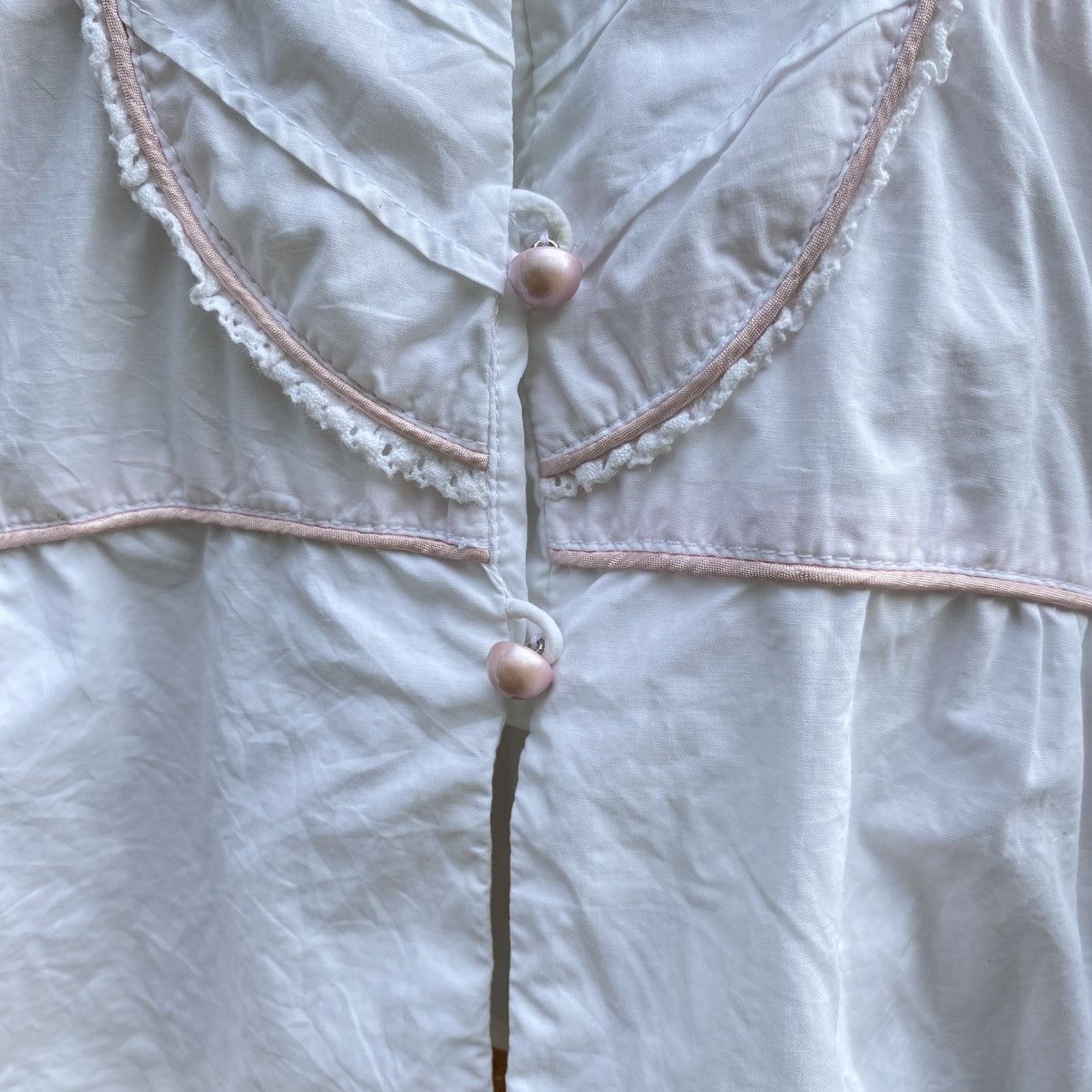 Japanese Brand B R G Y2K Punk Long Sleeve Ruffled Blouse with Pink Trim Size S / US 4 / IT 40 - 7 Thumbnail