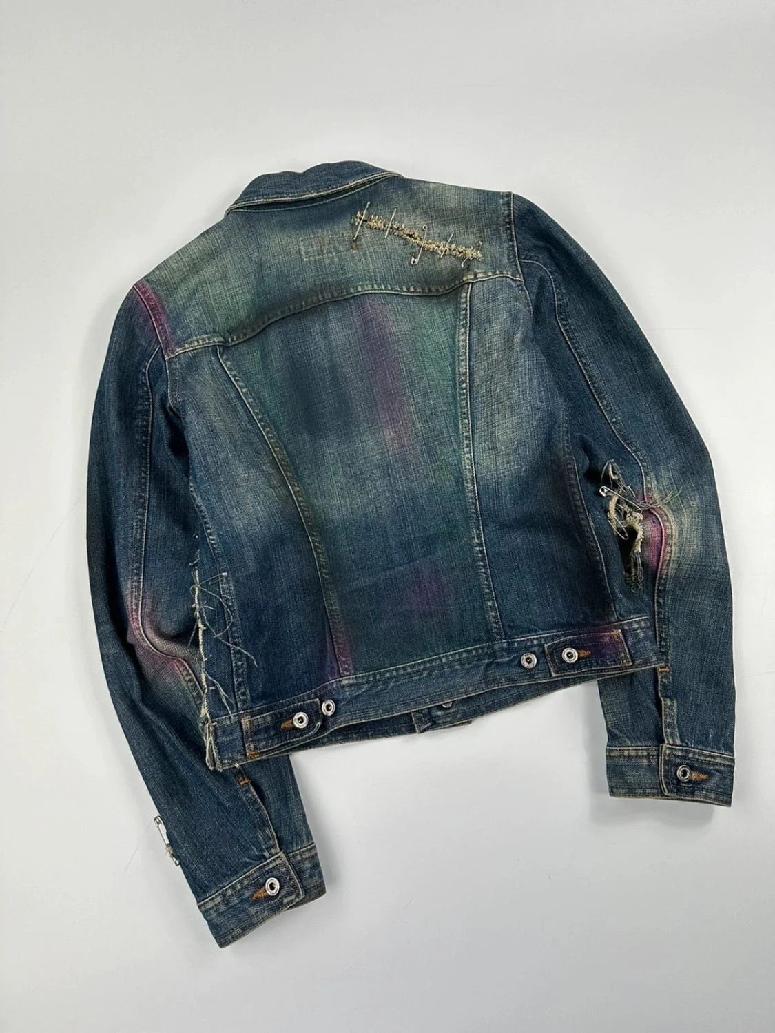 Dolce & Gabbana Dolce Gabbana SS2001 Pins Distressed Painted Denim Jacket Size S / US 4 / IT 40 - 14 Thumbnail