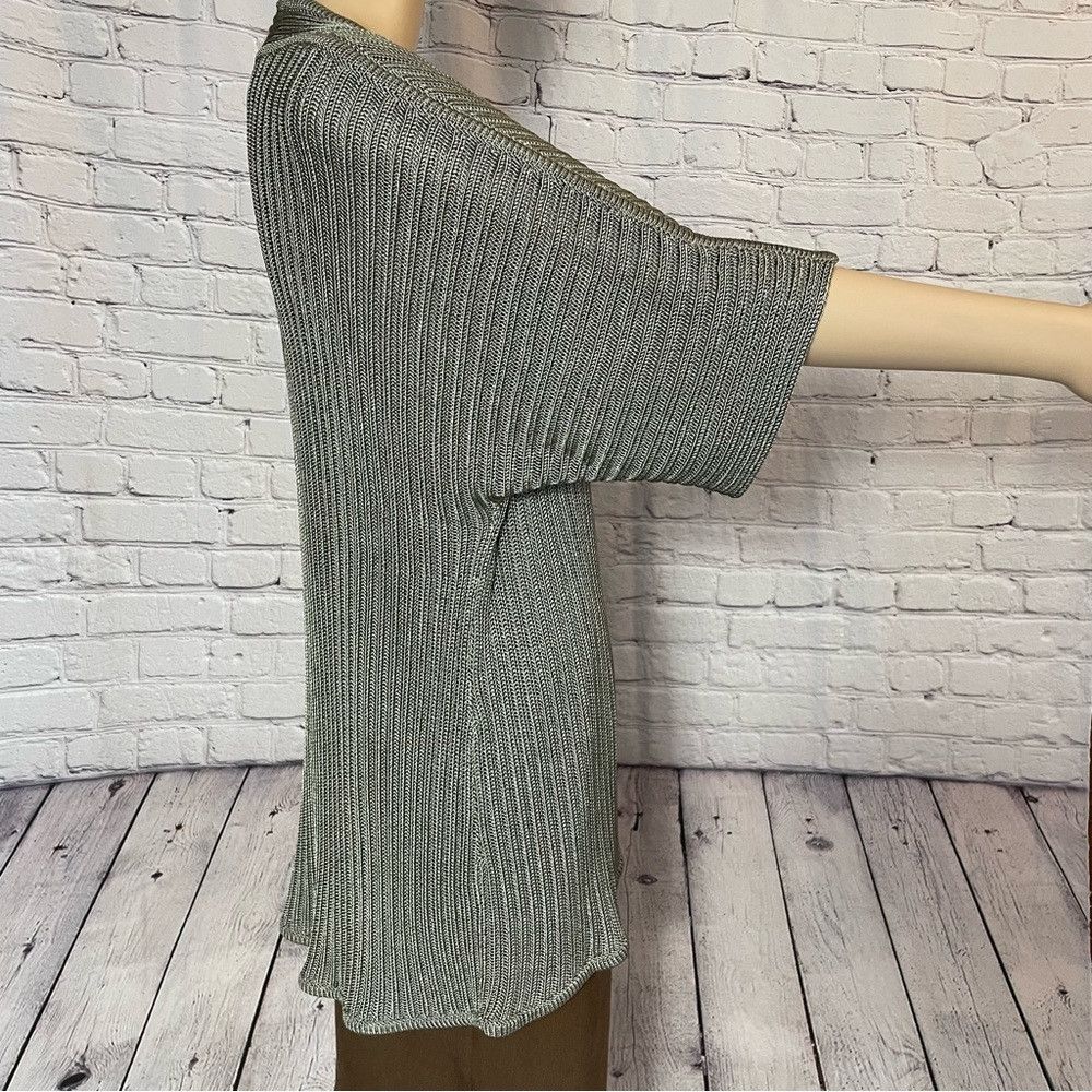 Chicos New Chico's Open Front Knit Short Sleeve Olive Rayon Cardig Size XL / US 12-14 / IT 48-50 - 4 Thumbnail