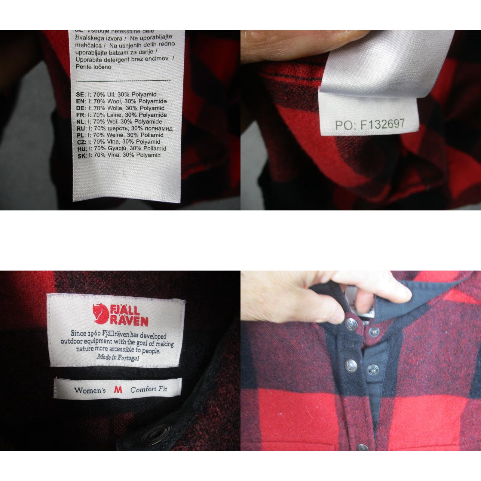Vintage Fjällräven Shirt Womens Medium Red Black Canada Wool Blend Buffalo Plaid Snap Size M / US 6-8 / IT 42-44 - 9 Thumbnail