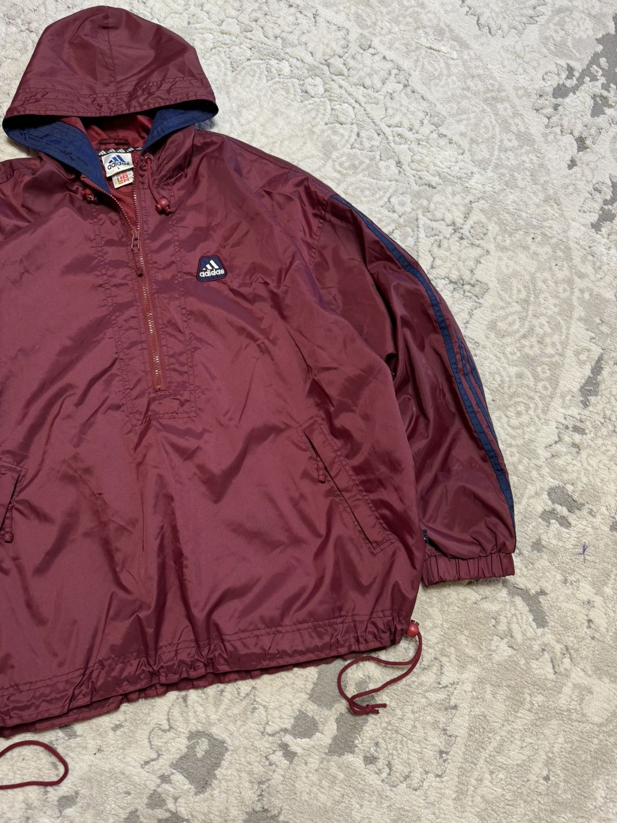 Adidas × Vintage Vintage Adidas Burgundy Anorak Nylon Jacket Size US XL / EU 56 / 4 - 5 Thumbnail