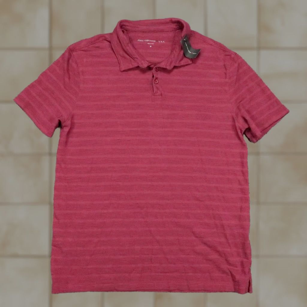 John Varvatos VINTAGE John Varvatos Shirt Mens Medium Red Striped Polo Short Sleeve Luxury Designer Size US M / EU 48-50 / 2 - 1 Thumbnail