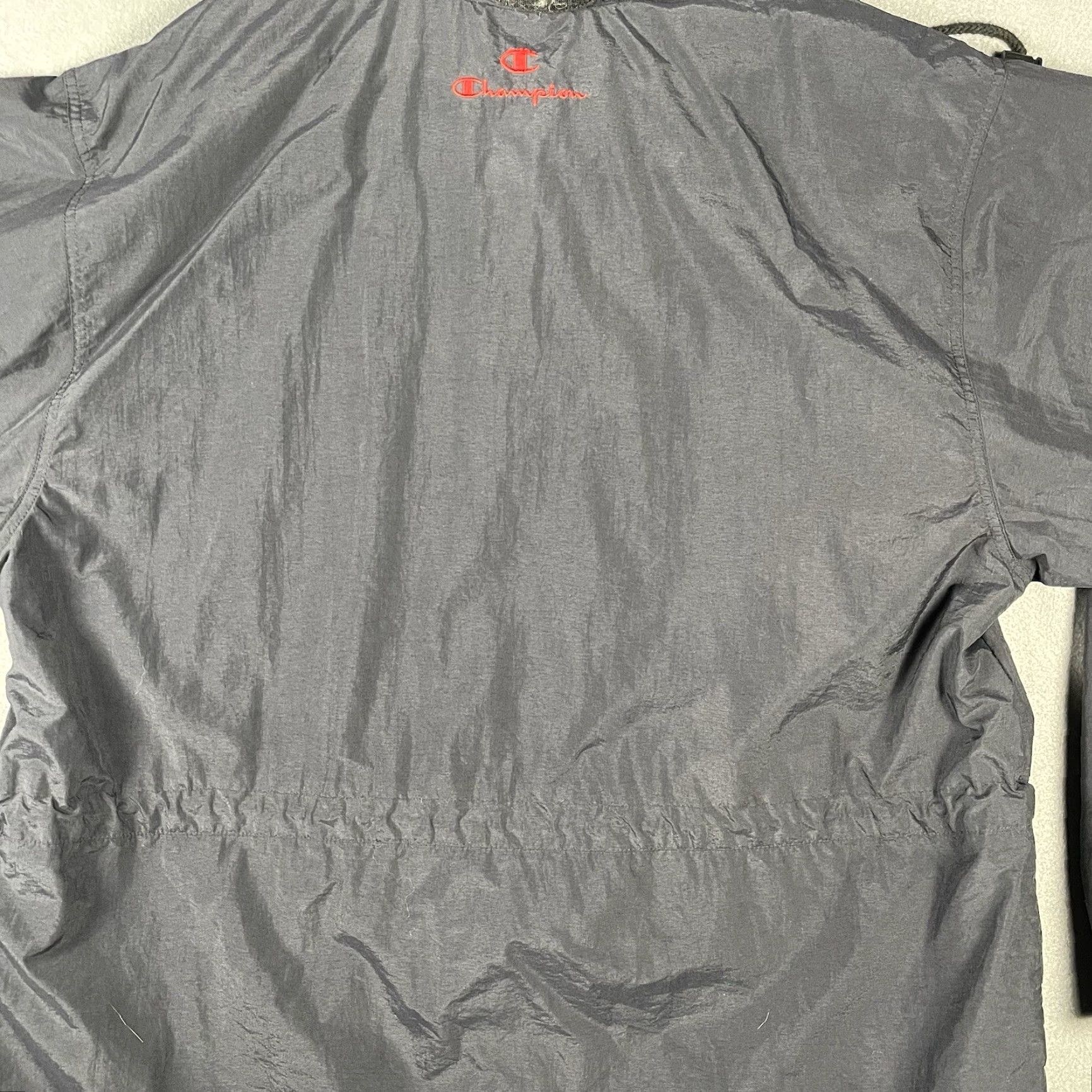 Champion VINTAGE Champion Windbreaker Full Zip Jacket XL Black Hidden Hood 90s Retro Sports Men Size US XL / EU 56 / 4 - 7 Thumbnail