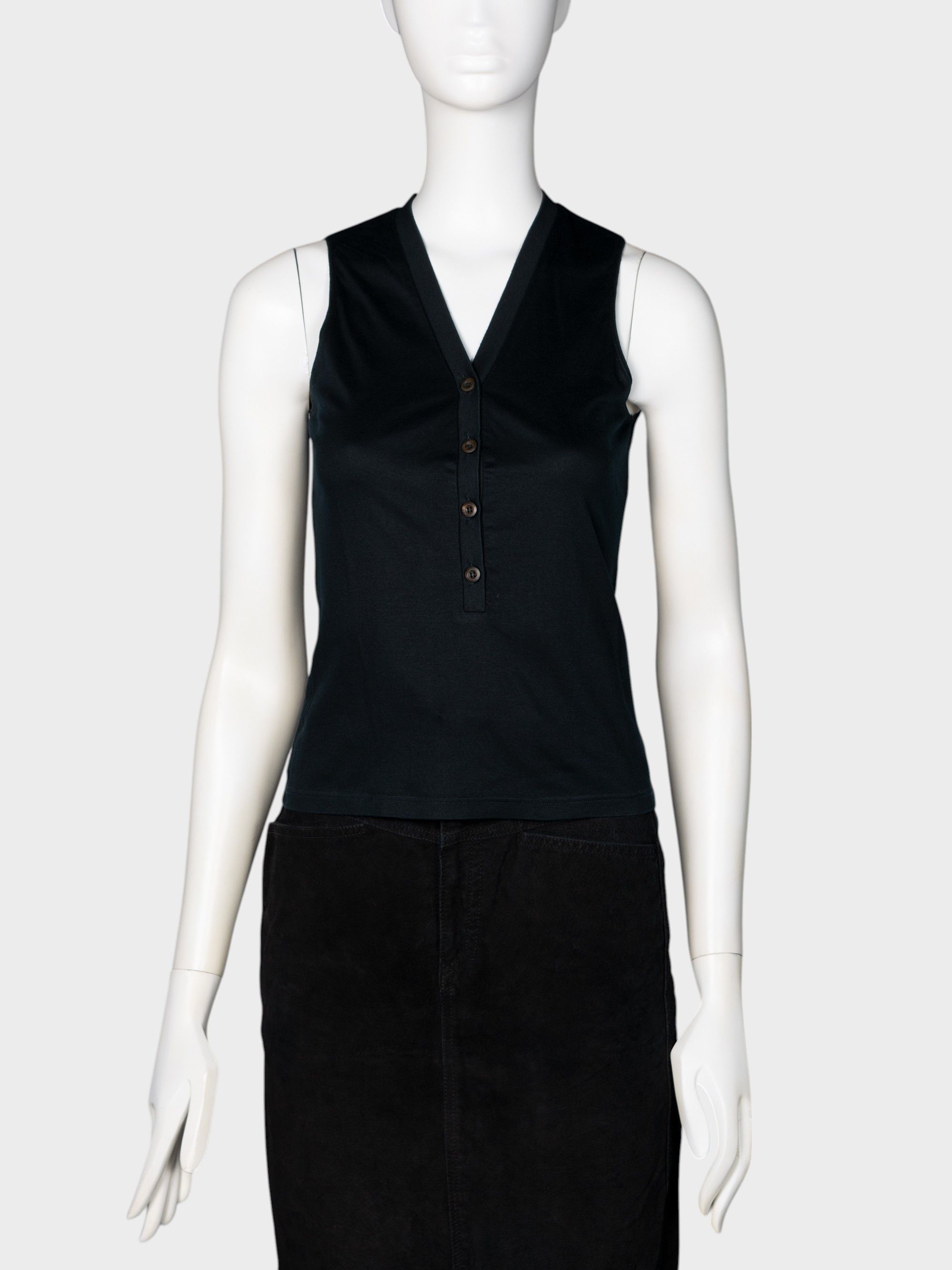 Helmut Lang Helmut Lang - (vintage) - button-up tank top (dark navy) Size L / US 10 / IT 46 - 1 Thumbnail