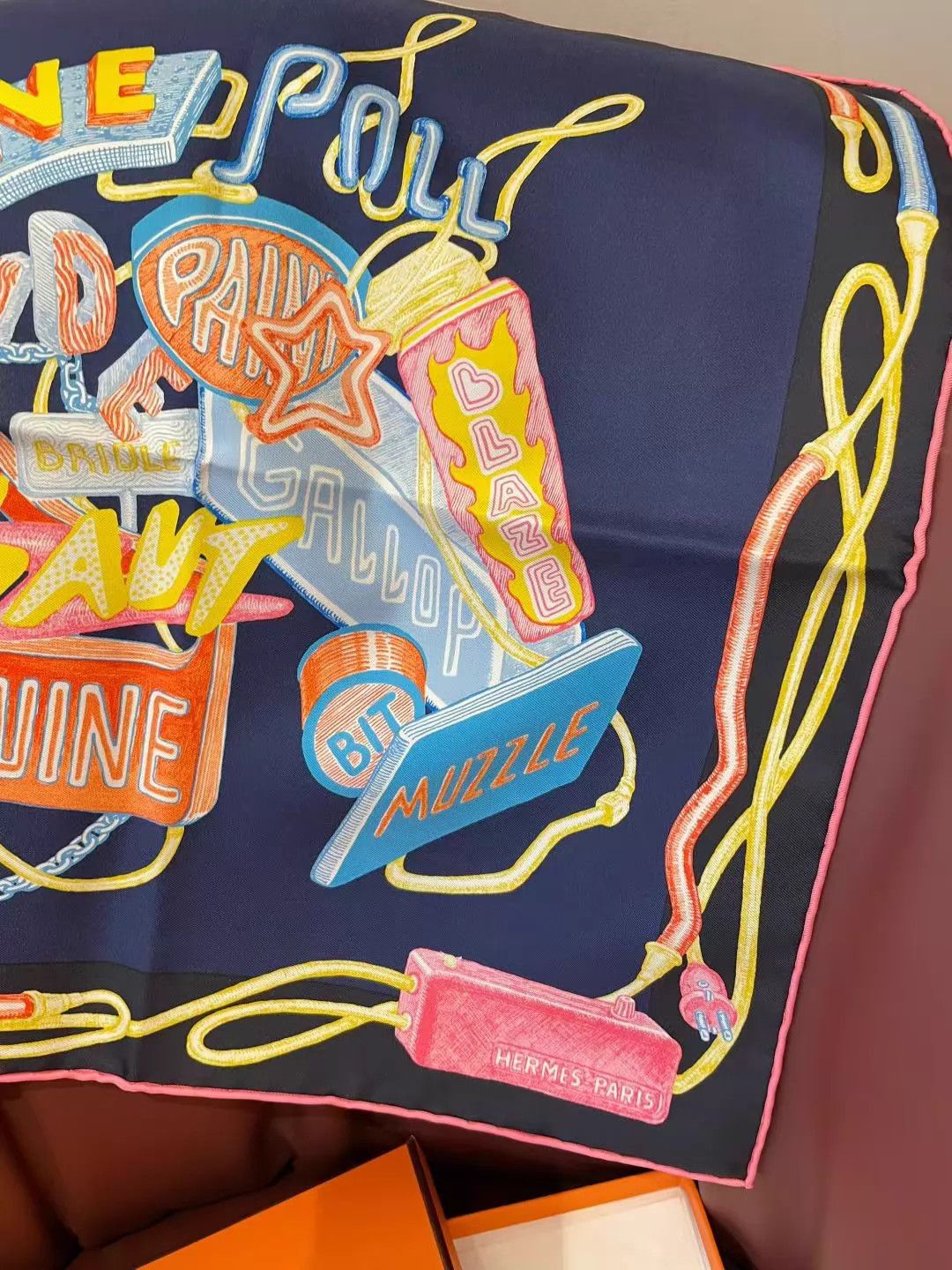Hermes Hermes Prism of Horses Neon Silk Scarf 45cm Size ONE SIZE - 2 Thumbnail