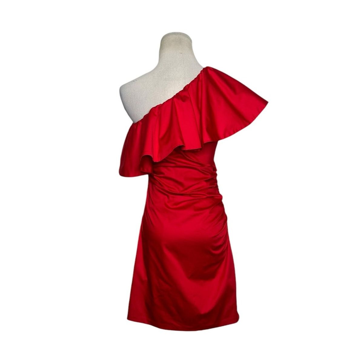 H&M H&M red one shoulder ruffled ruched mini dress size 4 Size S / US 4 / IT 40 - 2 Thumbnail