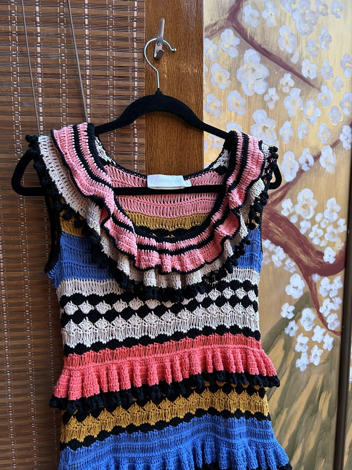 Zimmermann Zimmerman Tiggy Frill Sleeveless Mini Dress Crochet-Knit Size S / US 4 / IT 40 - 4 Thumbnail
