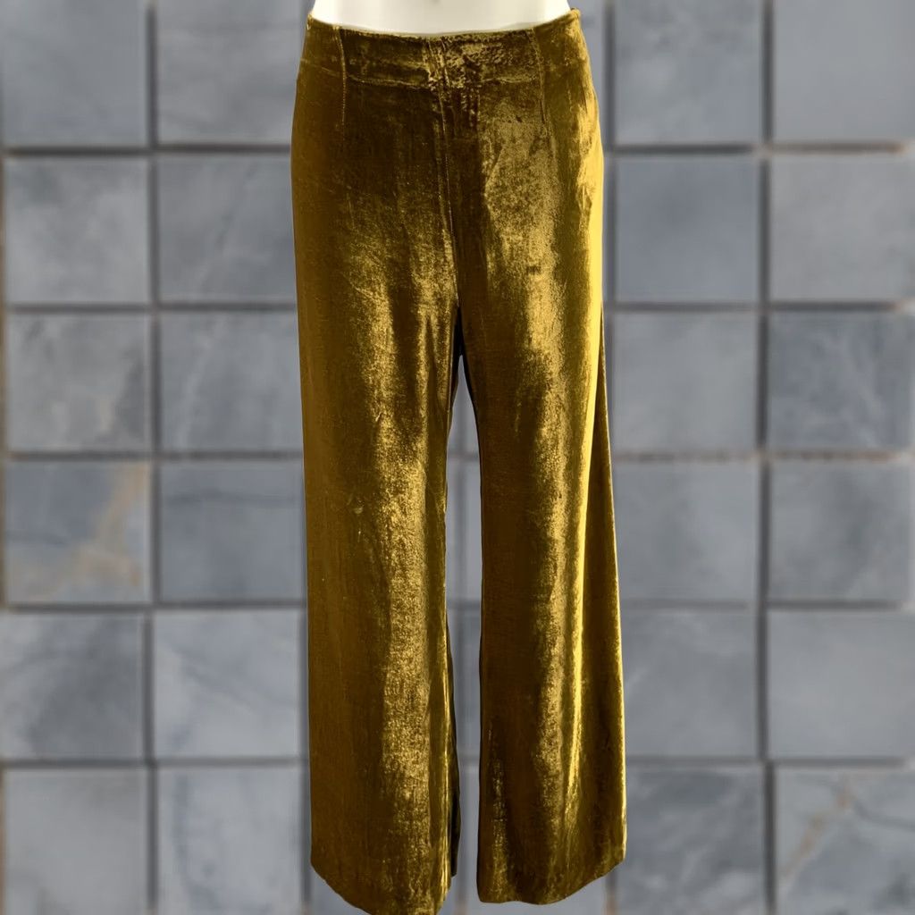 Vintage GALVAN LONDON Gold Viscose Blend Palazzo Pants Size 8 Women Size 30" / US 8 / IT 44 - 1 Thumbnail