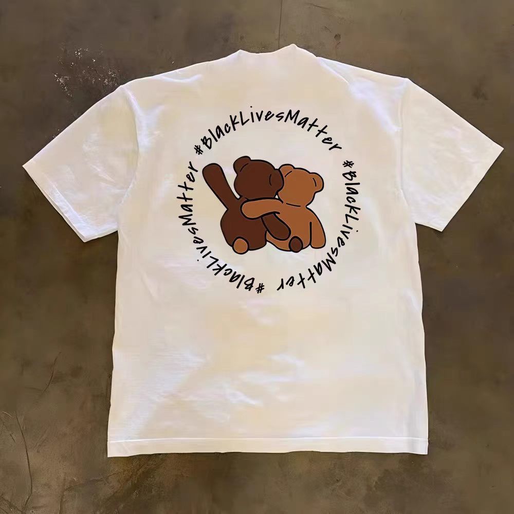 Vintage White Casual Retro Cotton T-shirt with Bear Print Size US M / EU 48-50 / 2 - 1 Thumbnail