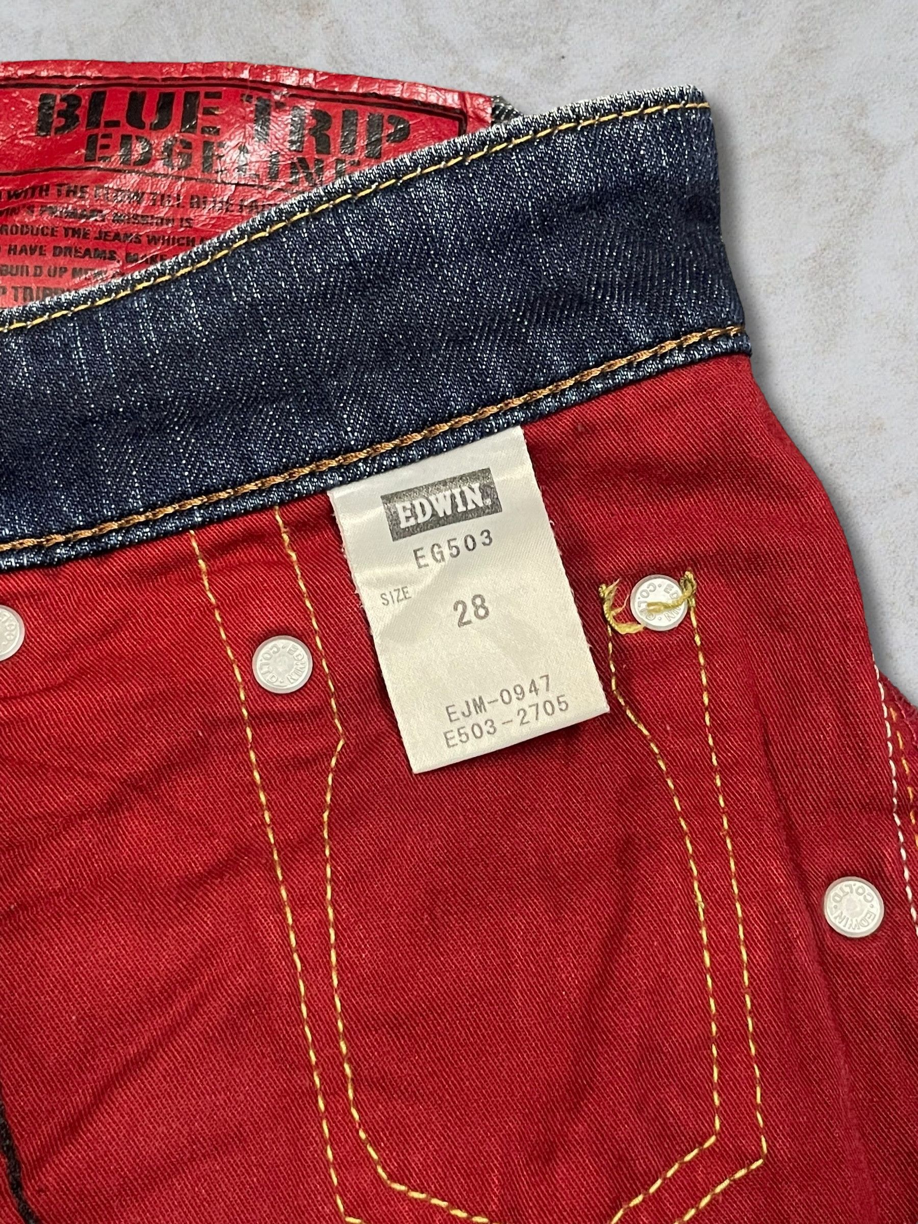 Edwin Vintage Edwin Blue Trip Distressed Straight Cut Washed Jeans Size US 28 / EU 44 - 10 Thumbnail