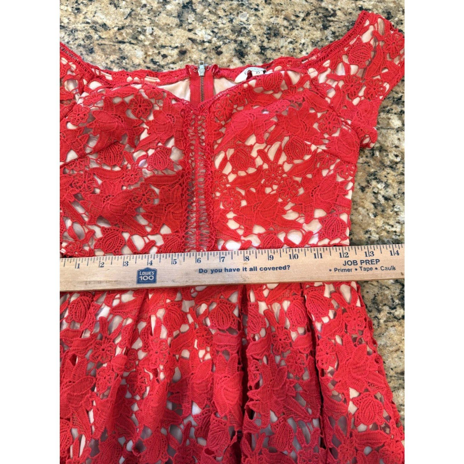 Vintage Francesca's Red Lace Beverly off Shoulder fit flare Cocktail Party Dress XS Womens Size XS / US 0-2 / IT 36-38 - 7 Thumbnail