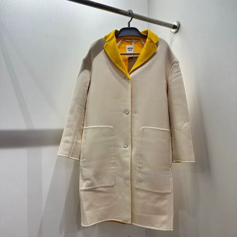 Hermes Hermes Color-Blocked Wool Cashmere Coat Jacket Size XXS / US 00 / IT 34 - 1 Thumbnail