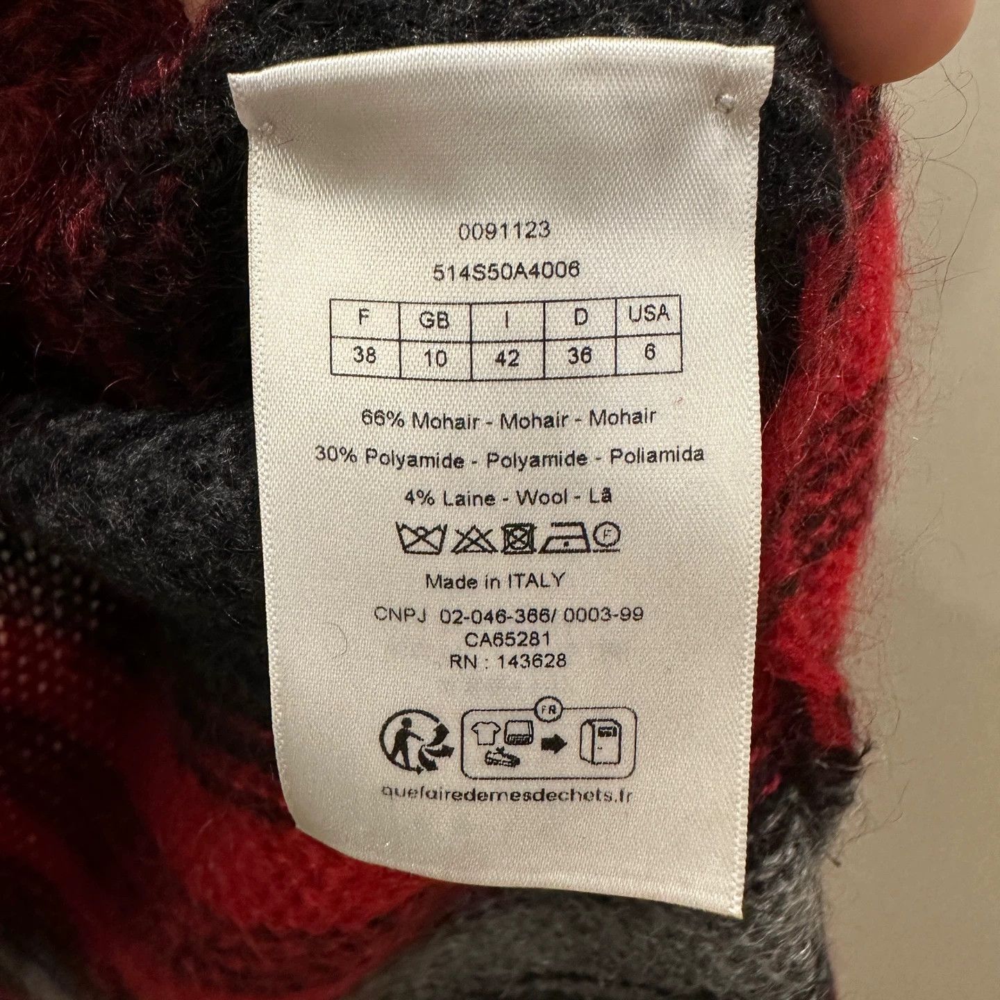 Christian Dior Monsieur Christian Dior 25FW Red-Black Stripe Mohair Bee Sweater 38 Size S / US 4 / IT 40 - 4 Thumbnail