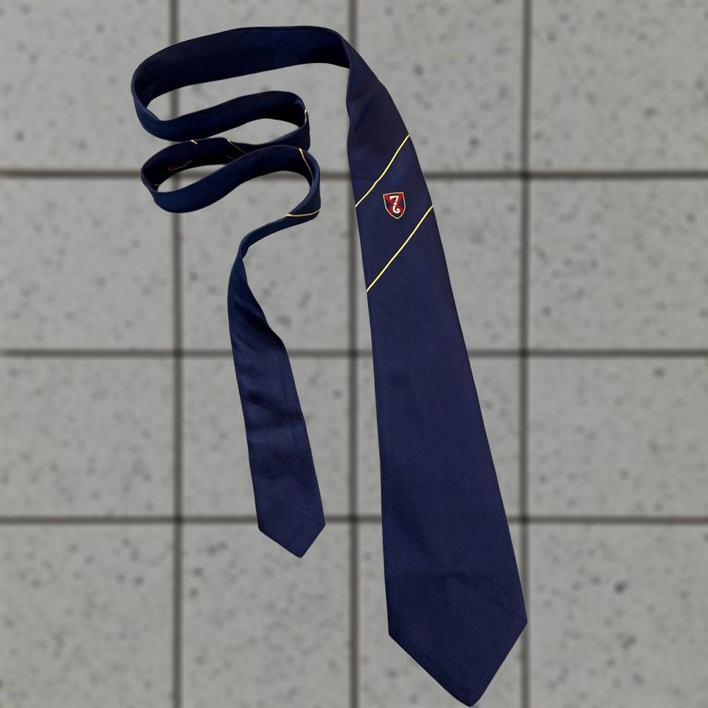 Vintage Kane Tie Vintage England Silk Necktie Lucky Number 7 Woven Macclesfield Blue 3x57 Size ONE SIZE - 1 Thumbnail