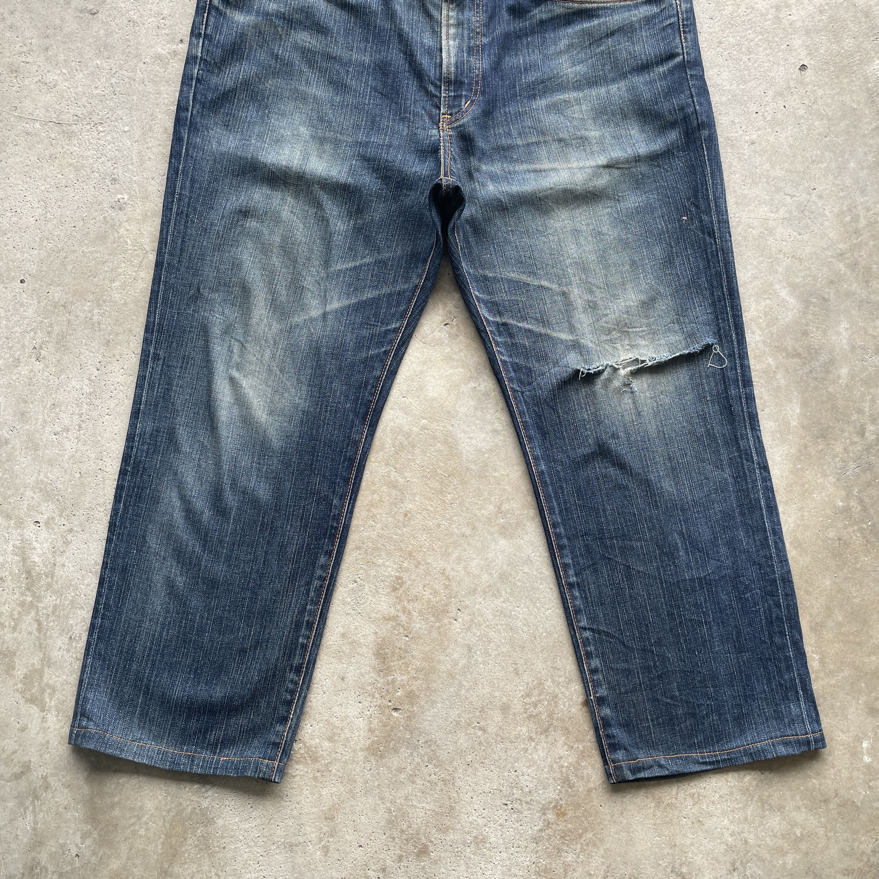 Edwin × Japanese Brand VINTAGE EDWIN JEANS FADED DENIM DISTRESSED PANTS W39x26.5 Size US 39 - 4 Thumbnail