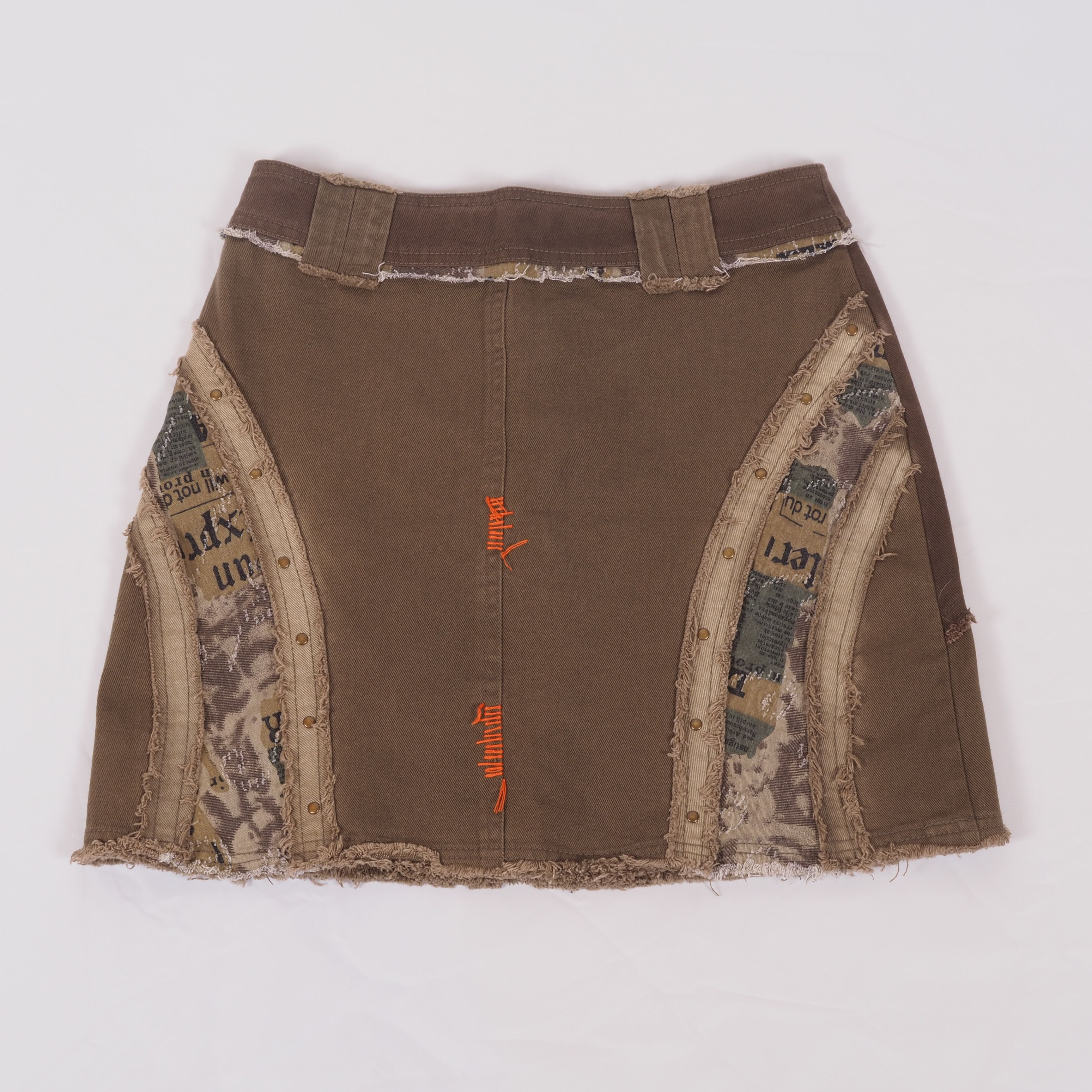 Cop Copine Cop Copine Vintage Brown Patchwork Mini Skirt Distressed Size 27" / US 4 / IT 40 - 6 Thumbnail
