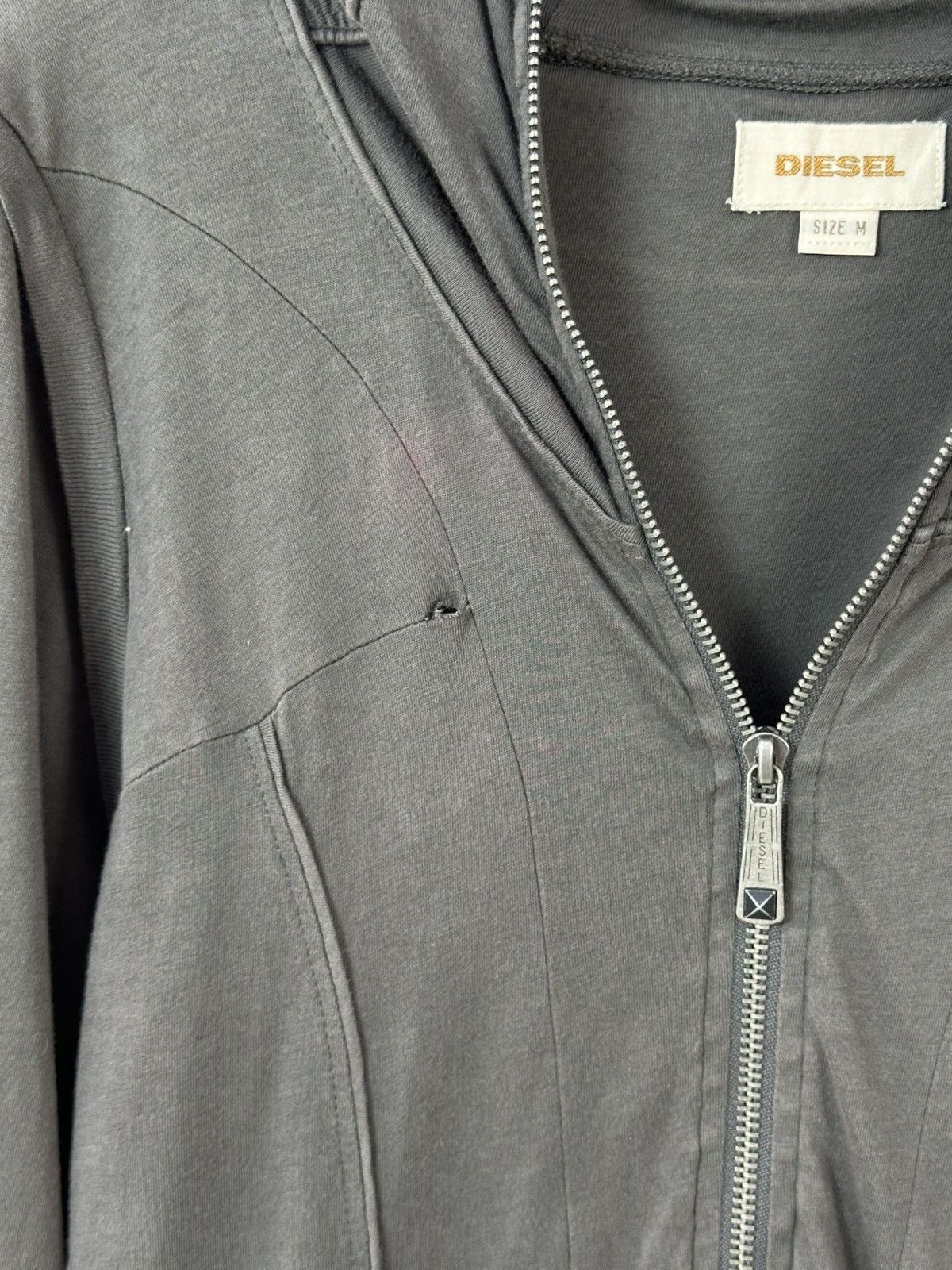 Diesel Vintage Diesel Embroidered Grey Full Zip Hooded Dress Size M / US 6-8 / IT 42-44 - 4 Thumbnail