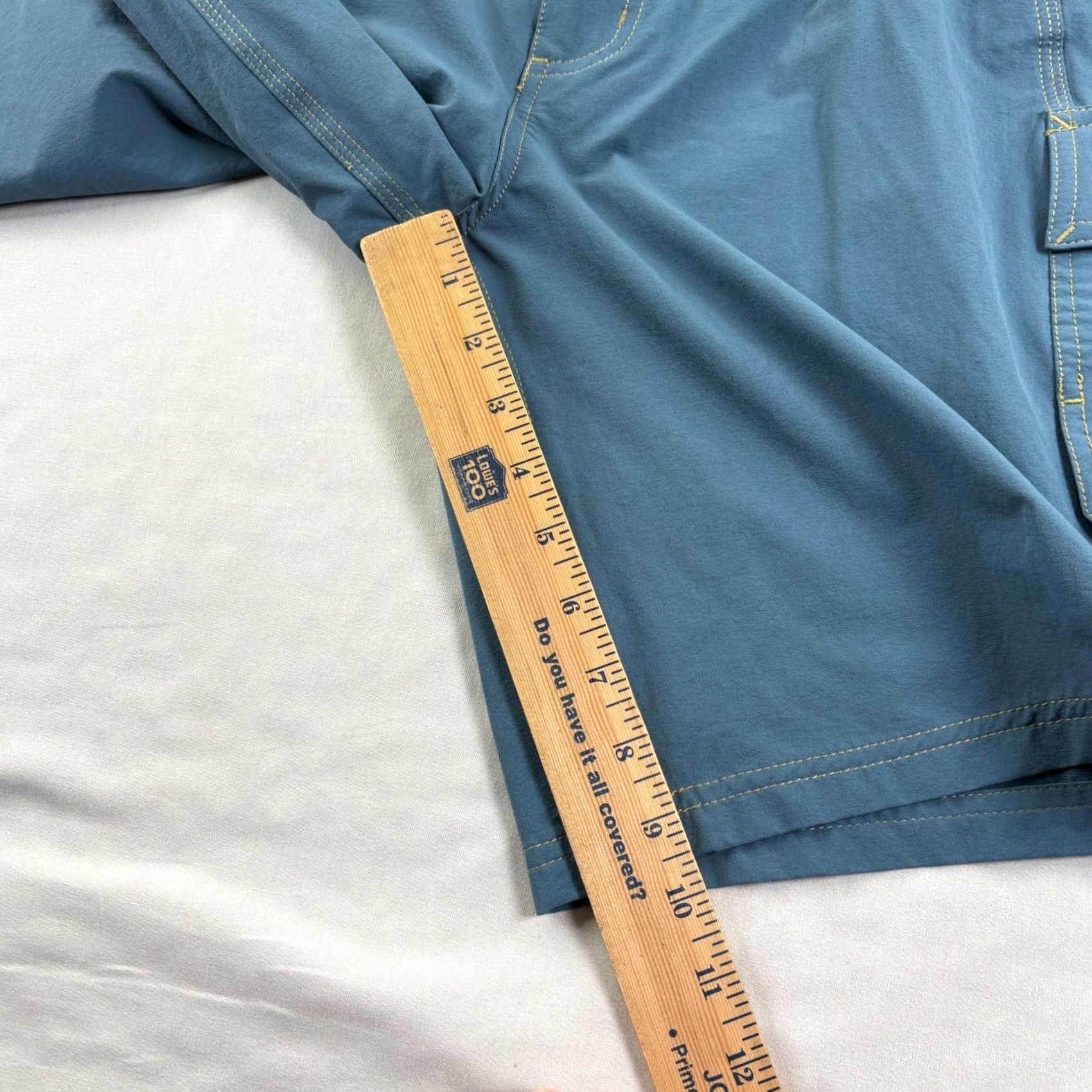 Vintage AFTCO Shorts Cargo Mens 42 Blue Nylon Stretch Regular Inseam 10" Logo Front Solid Ships? Size US 42 / EU 58 - 7 Thumbnail
