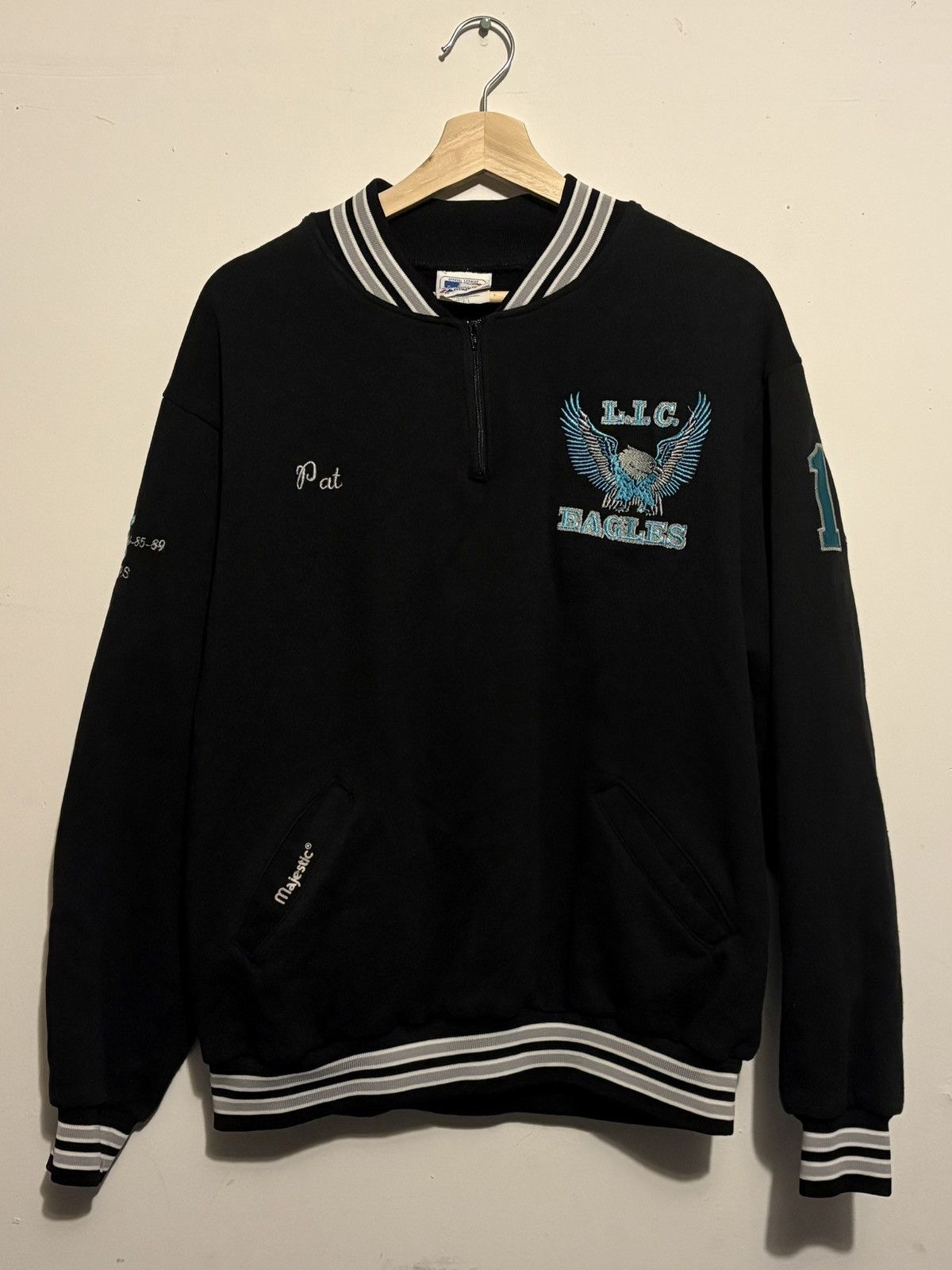 MLB VTG 90s MLB Majestic L.I.C. Eagles Letterman Varsity Jacket Size US L / EU 52-54 / 3 - 1 Thumbnail