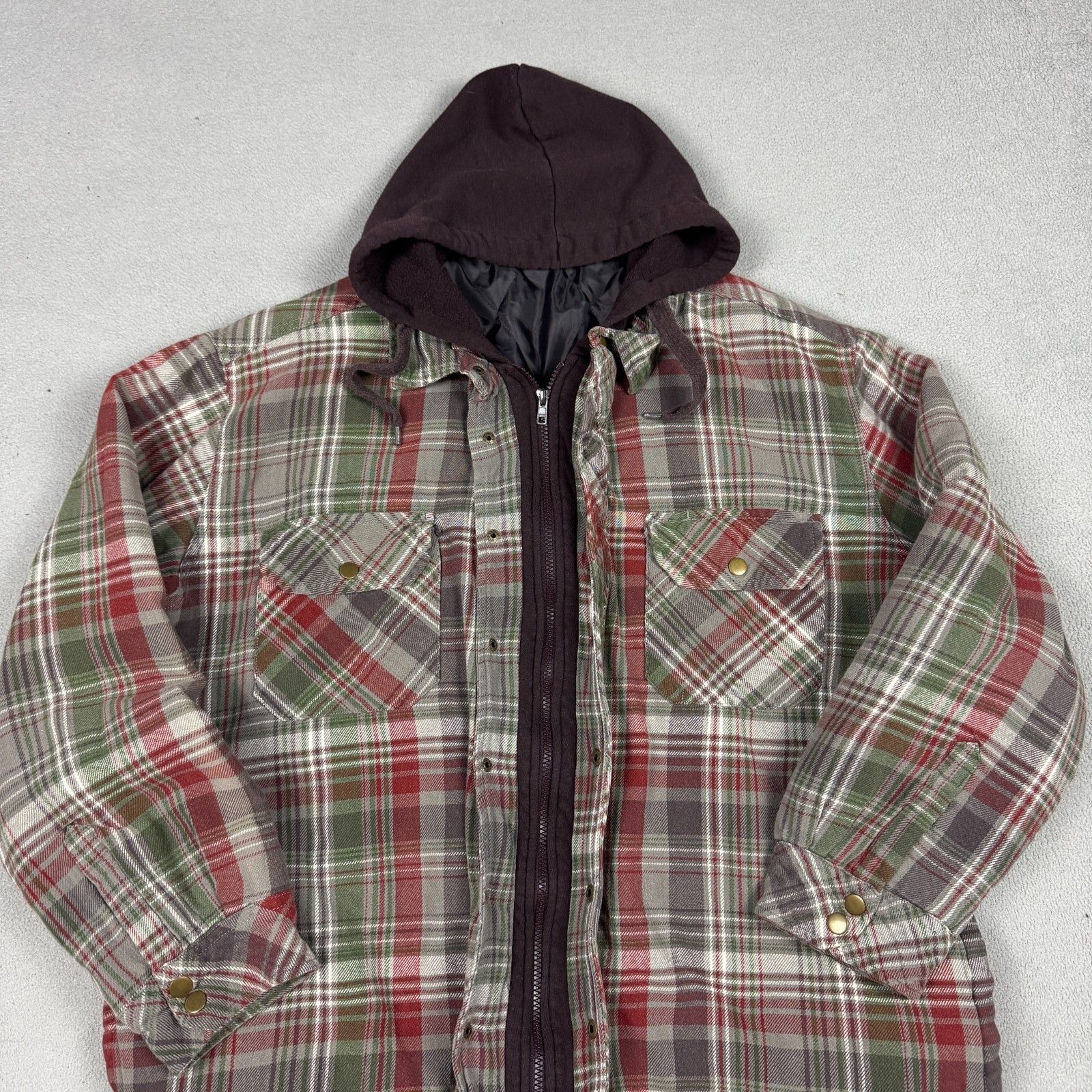 Vintage VTG Grunge Flannel Hooded Jacket XL Plaid Quilt Lined 90s Size US XL / EU 56 / 4 - 2 Thumbnail