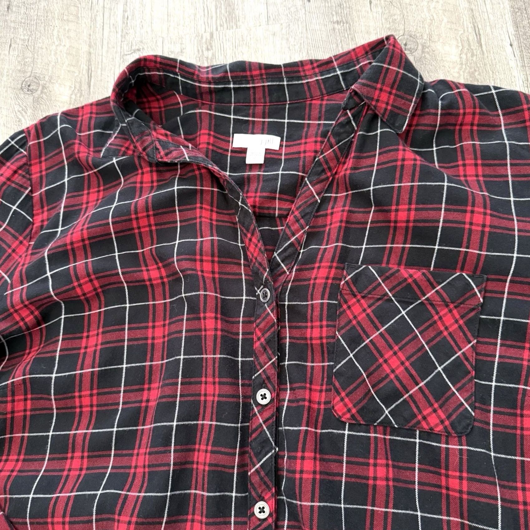 J. Jill J. Jill Plaid Flannel Tunic Shirt Red Black Button Up Sz XL Casual Size XL / US 12-14 / IT 48-50 - 3 Thumbnail