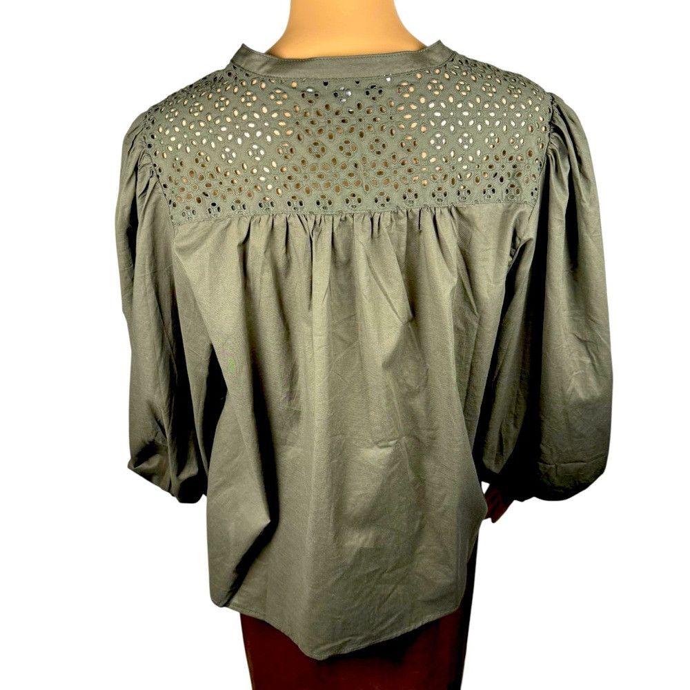 Joe's NWT New $248 Joe's Jeans Puff Sleeve Eyelet Forest Night Co Size XL / US 12-14 / IT 48-50 - 3 Thumbnail