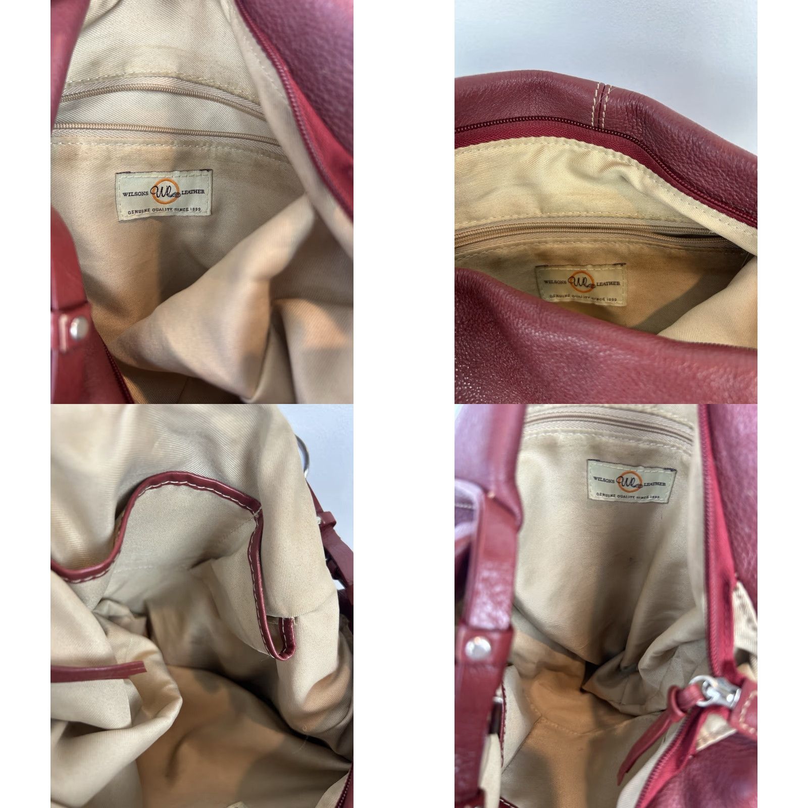 Vintage VINTAGE Wilsons Leather Hobo Bag Bucket Handbag Pebbled Red Y2K Purse Size ONE SIZE - 8 Thumbnail