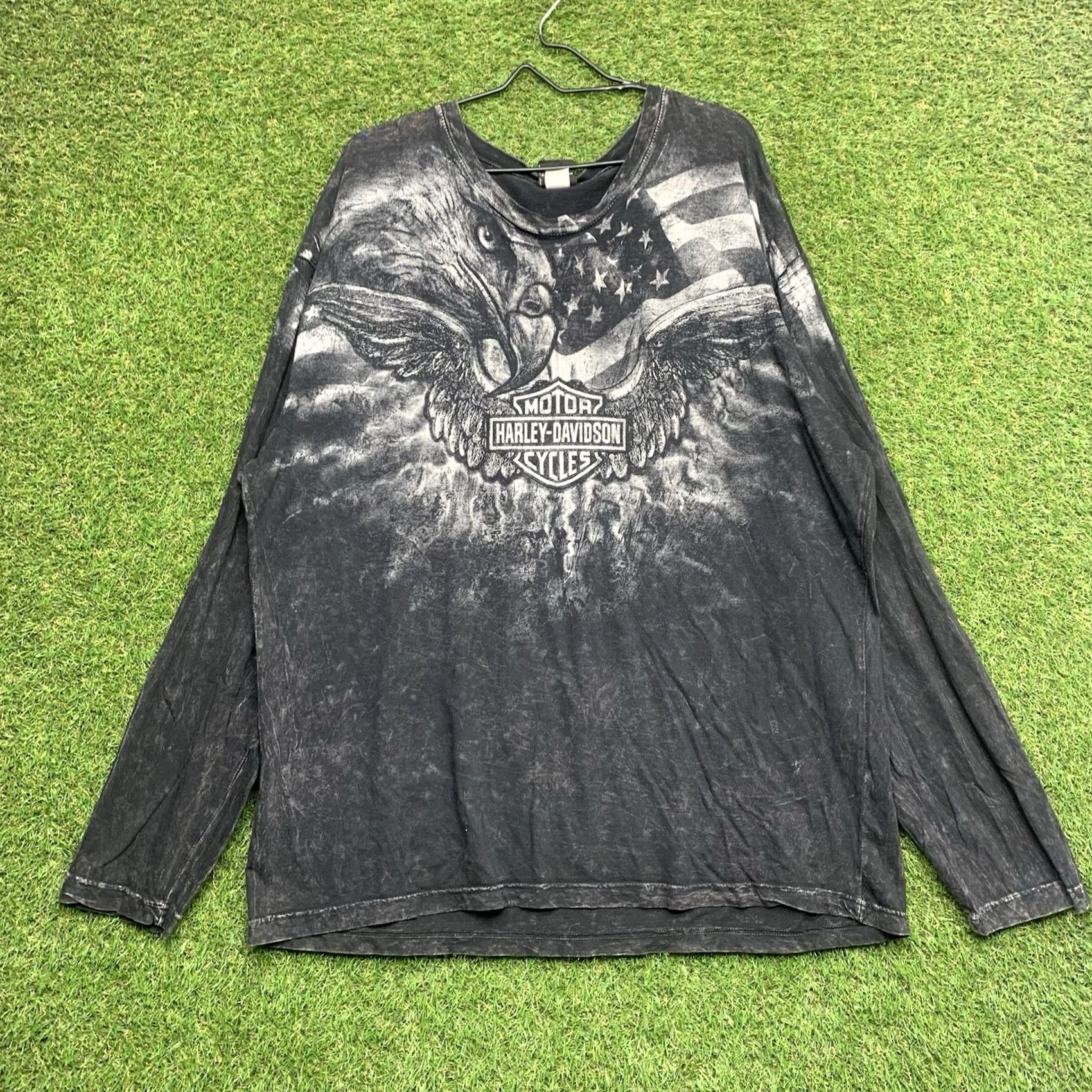 Harley Davidson VINTAGE Harley-Davidson Long Sleeve T Shirt Eagle Mens 2XL Gray USA Logo 101 Dalmatians 5 Seconds of Summer Adventure Time Boys Mens Size US XXL / EU 58 / 5 - 2 Thumbnail