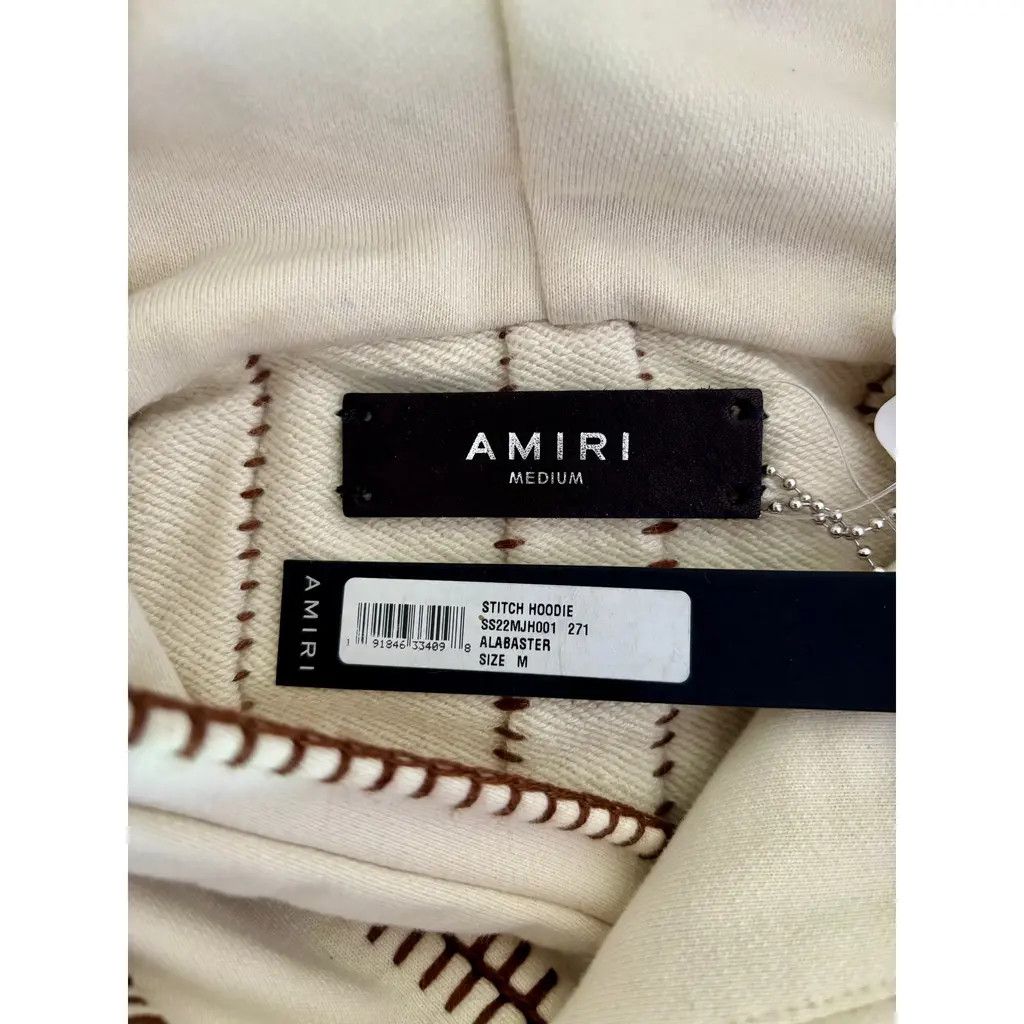 Amiri AMIRI Stitched Cotton Terry Hoodie in Alabaster Size US M / EU 48-50 / 2 - 5 Thumbnail