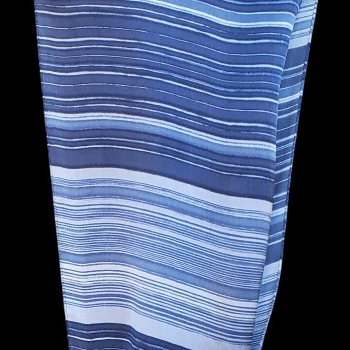 Perry Ellis Vintage Perry Ellis Scarf Blue Gray Striped Silk Rectangle 5 Size ONE SIZE - 5 Thumbnail